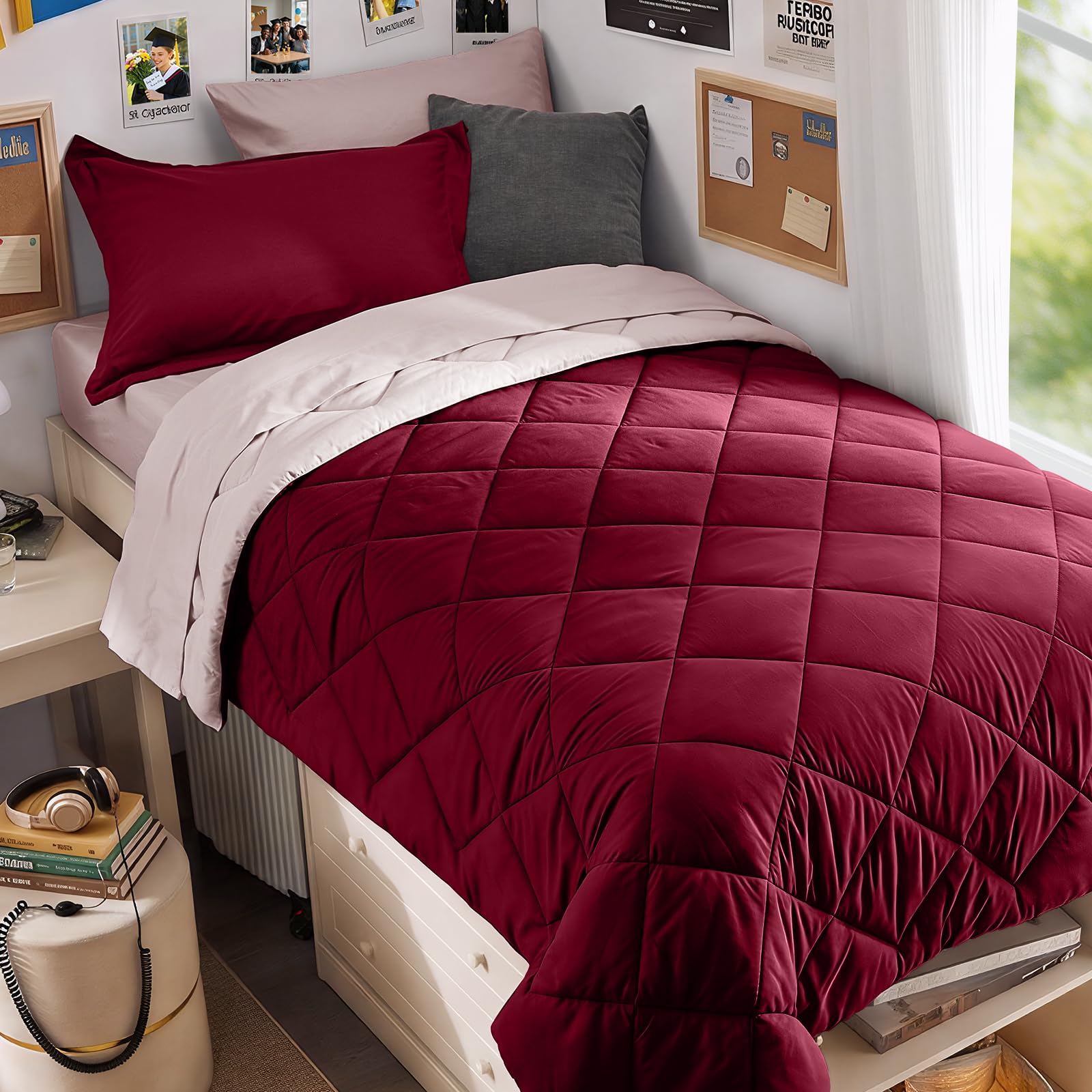 MUXHOMO Reversible 7-Piece All-Season Comforter Set