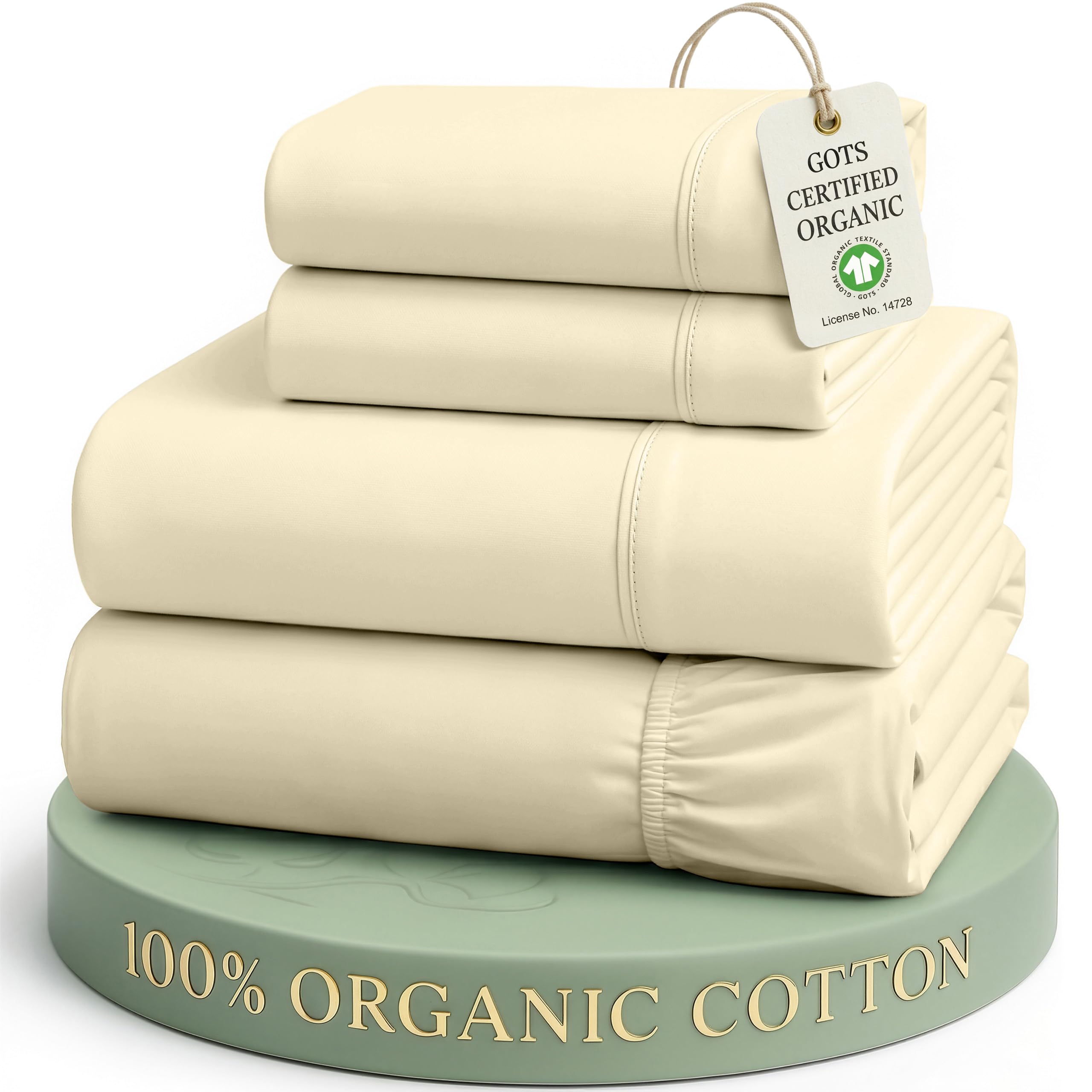 Lane Linen 100% Organic Cotton Sheet Set, Soft Cooling Bed Sheets, Hotel Quality Bed Sheet Set, Breatheble Sheet Set Deep Pocket Upto 15"