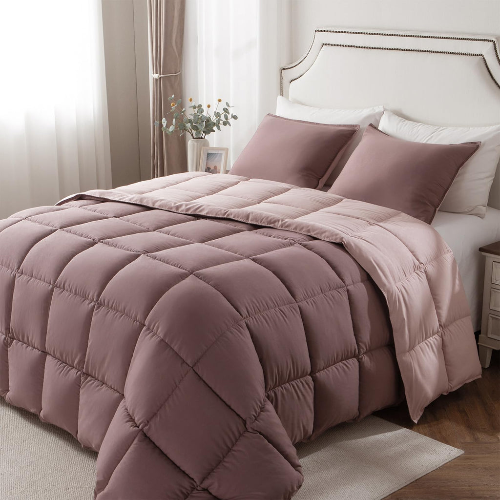 KASENTEX Down Alternative Quilted Comforter Set with Sham(s) - Reversible Ultra Soft Duvet Insert Machine Washable