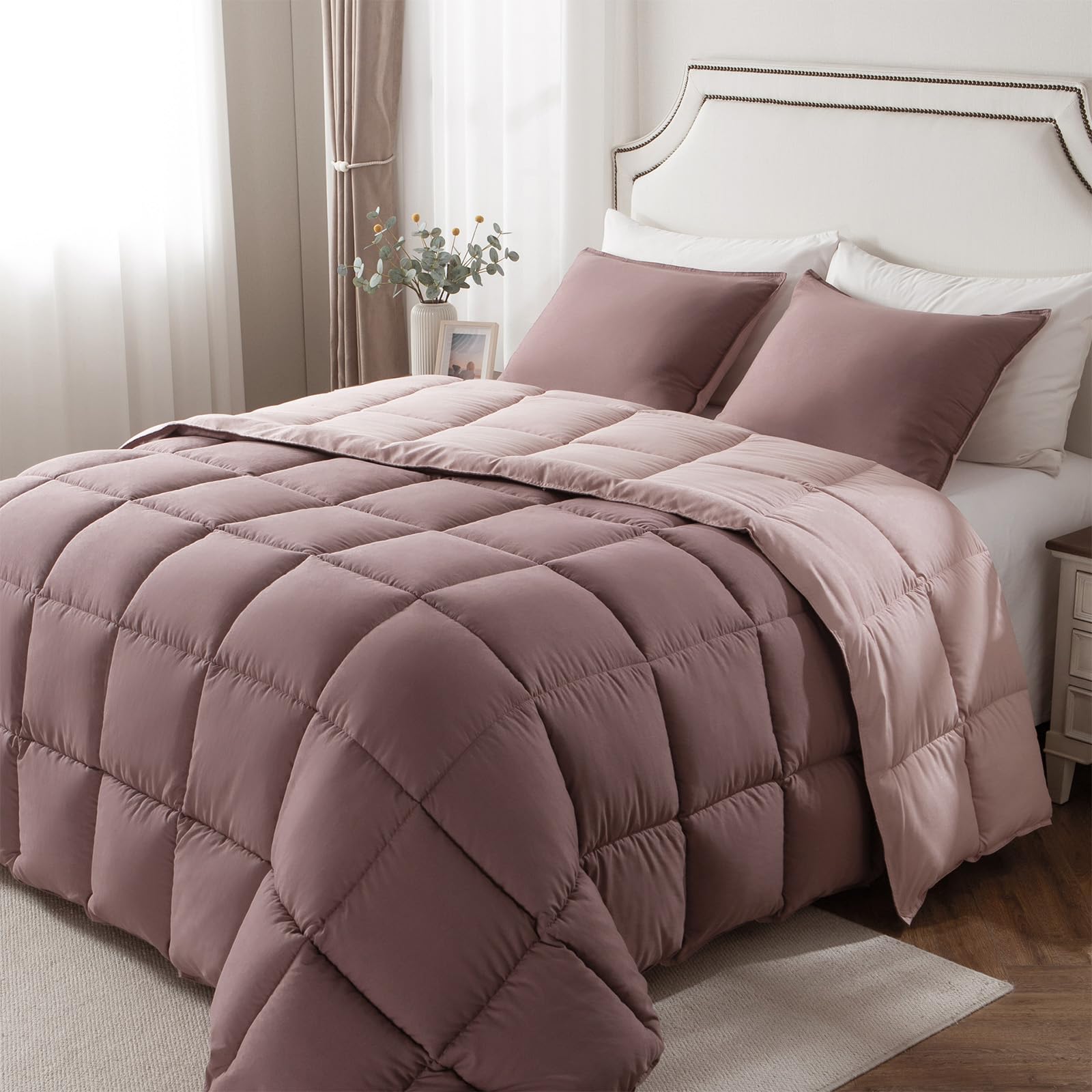 KASENTEX Down Alternative Quilted Comforter Set with Sham(s) - Reversible Ultra Soft Duvet Insert Machine Washable