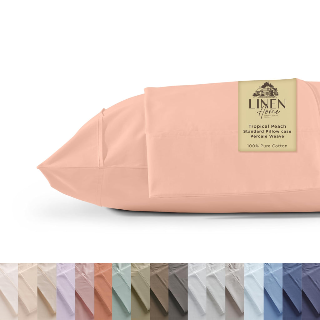 100% Cotton Percale Pillowcases,2 Pieces of Pillow Case, Crisp and Cool Strong Bed Linen