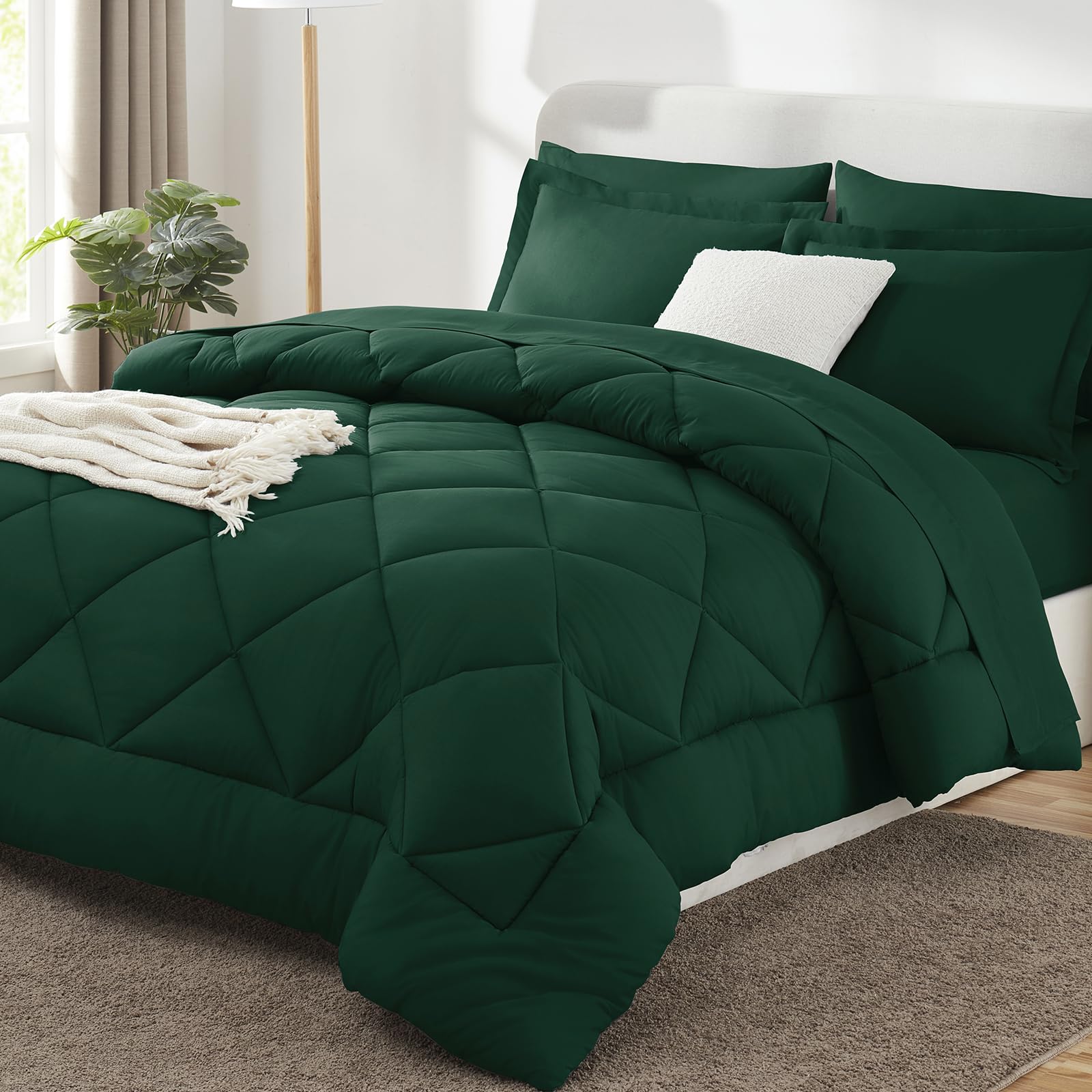 CozyLux Dark Grey Queen 7-Piece Comforter Set