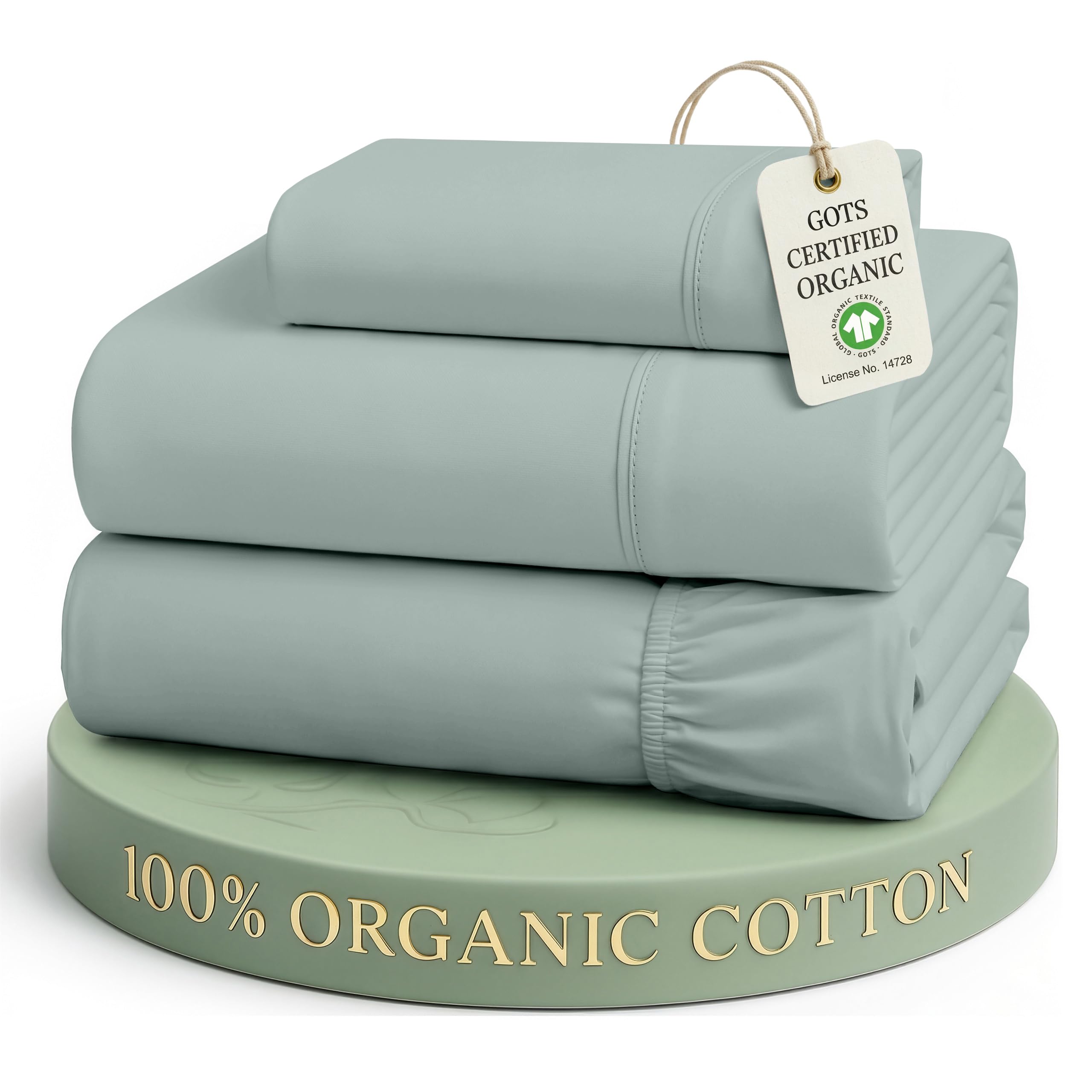 Lane Linen 100% Organic Cotton Sheet Set, Soft Cooling Bed Sheets, Hotel Quality Bed Sheet Set, Breatheble Sheet Set Deep Pocket Upto 15"