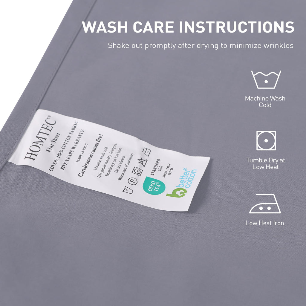 HOMTEC 200TC 100% Cotton Flat Sheet