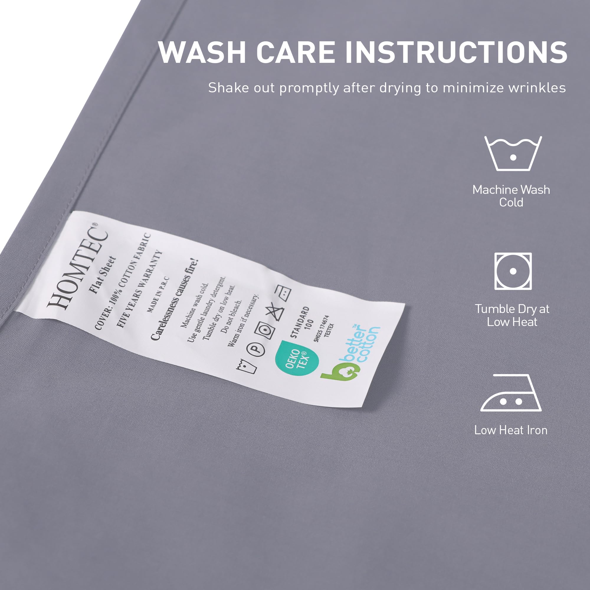 HOMTEC 200TC 100% Cotton Flat Sheet