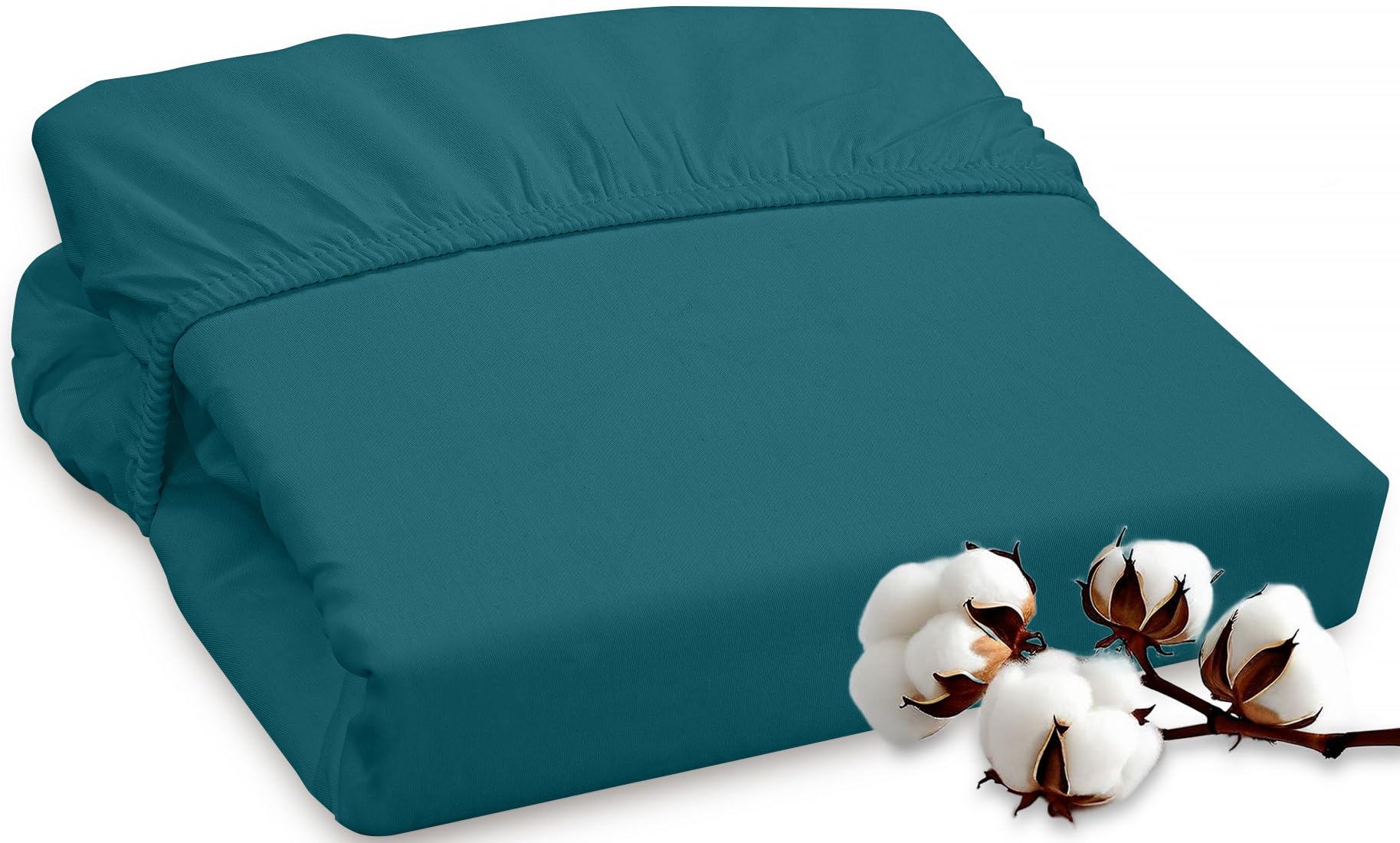 ROYALE LINENS 300 Thread Count 100% Long Staple Combed Cotton Fitted Sheet - Super Soft Deep Pocket Bottom Sheet - Fitted Sheet - Fitted Sheet Only - Elastic Sheet