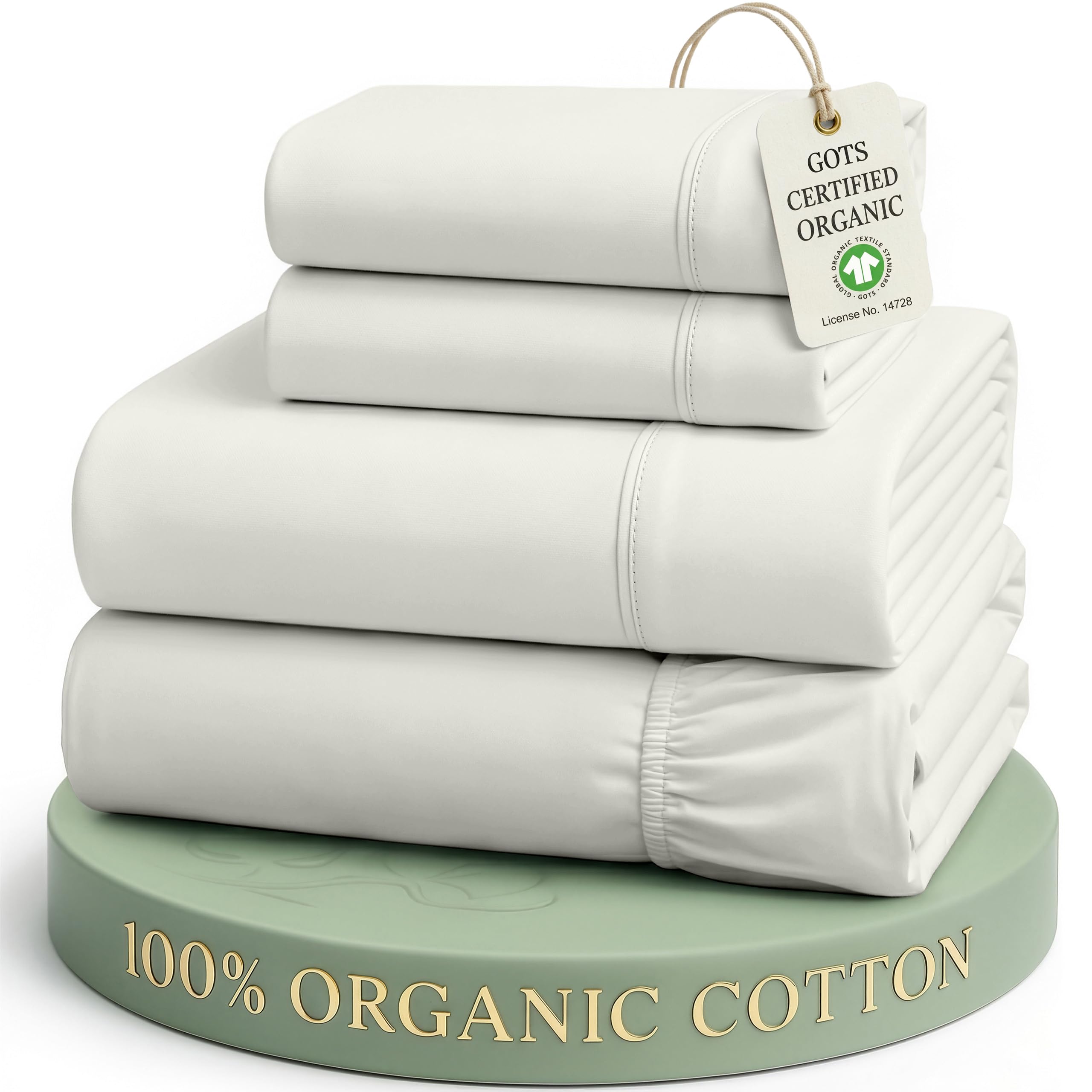 Lane Linen 100% Organic Cotton Sheet Set, Soft Cooling Bed Sheets, Hotel Quality Bed Sheet Set, Breatheble Sheet Set Deep Pocket Upto 15"