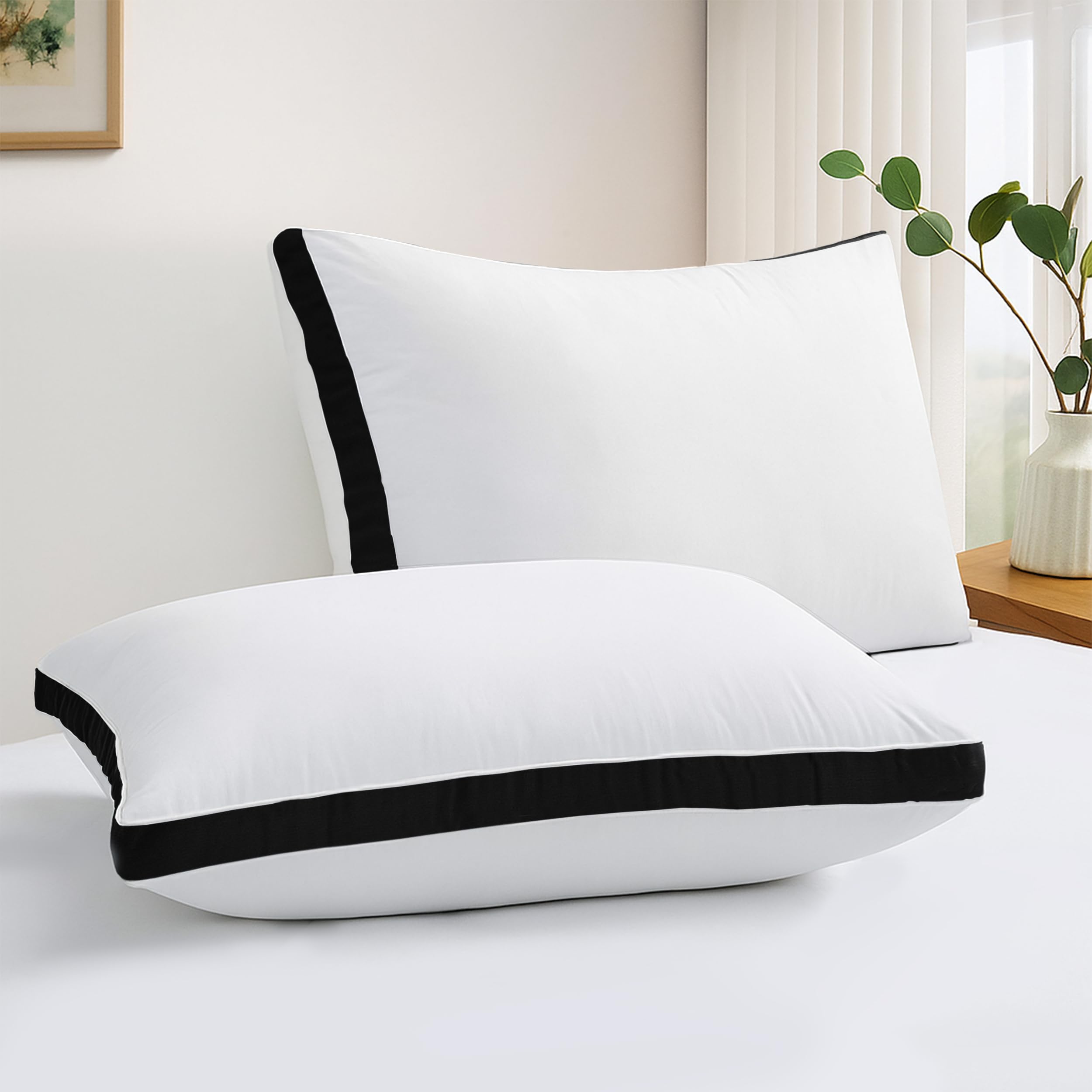 LDC LUX DECOR COLLECTION Gusseted Style Soft Hotel Pillows Set of 2 – Down Alternative Hotel Bed Pillows