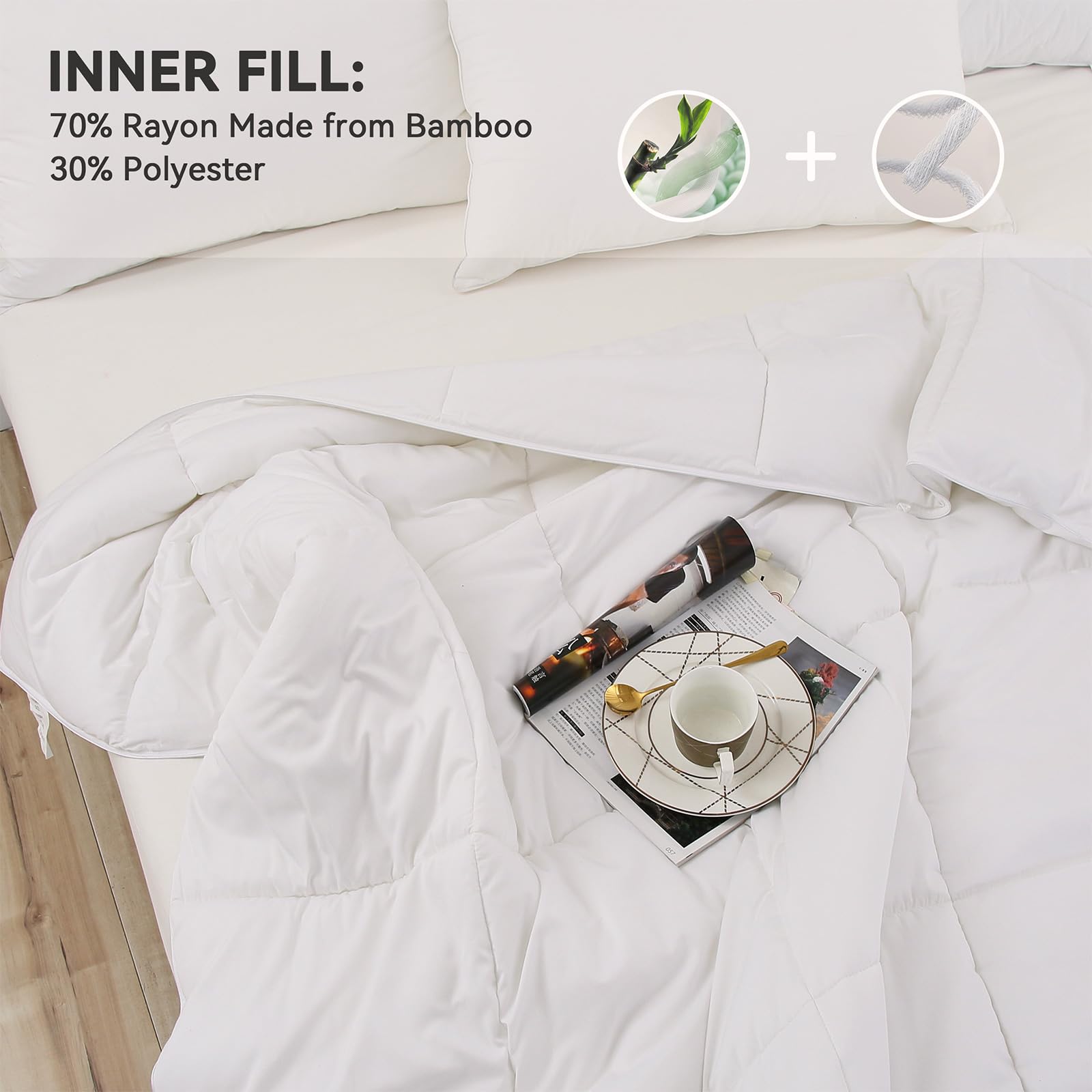 Dorrin Nessin Down Alternative Comforter All Season Duvet Insert,Double Brushed Microfiber Quilt Cover, Box Stitched with Corner Tabs