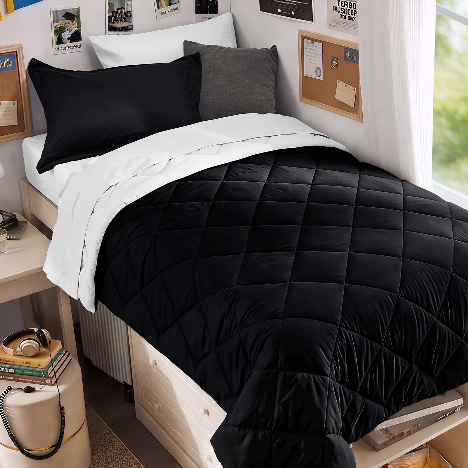 MUXHOMO Reversible 7-Piece All-Season Comforter Set