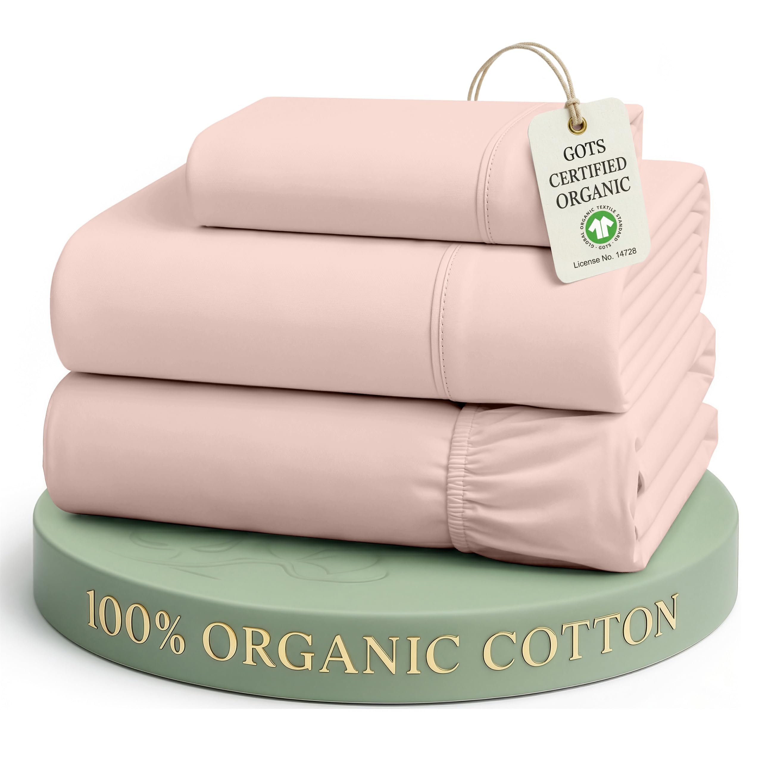 Lane Linen 100% Organic Cotton Sheet Set, Soft Cooling Bed Sheets, Hotel Quality Bed Sheet Set, Breatheble Sheet Set Deep Pocket Upto 15"