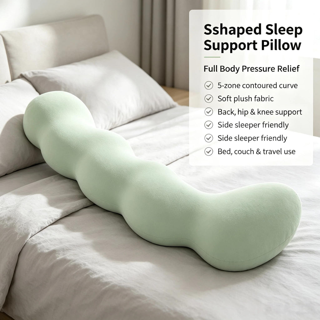 S-Shaped Cooling Body Pillow for Side Sleepers with Full Support