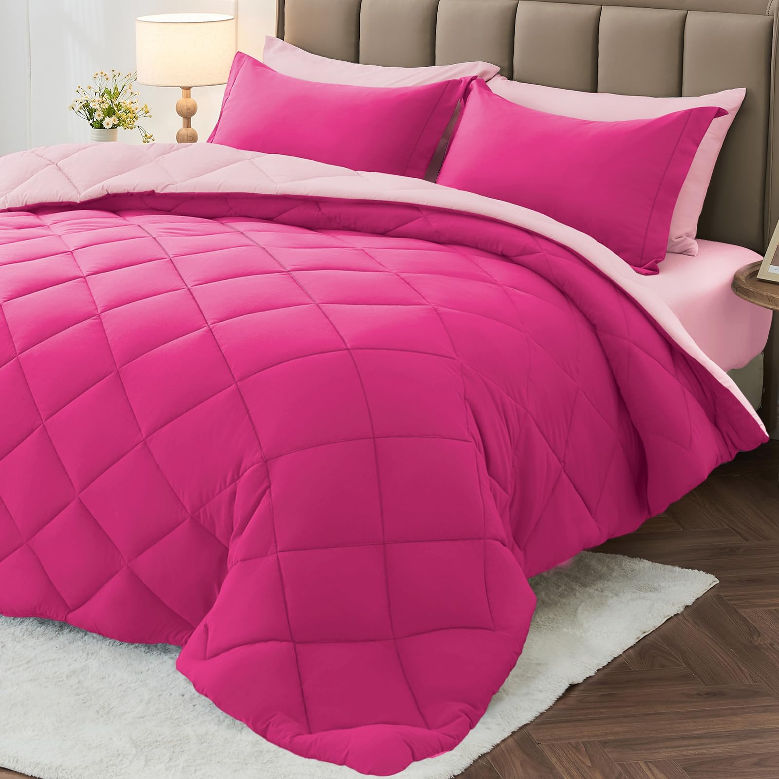 MUXHOMO Reversible 7-Piece All-Season Comforter Set
