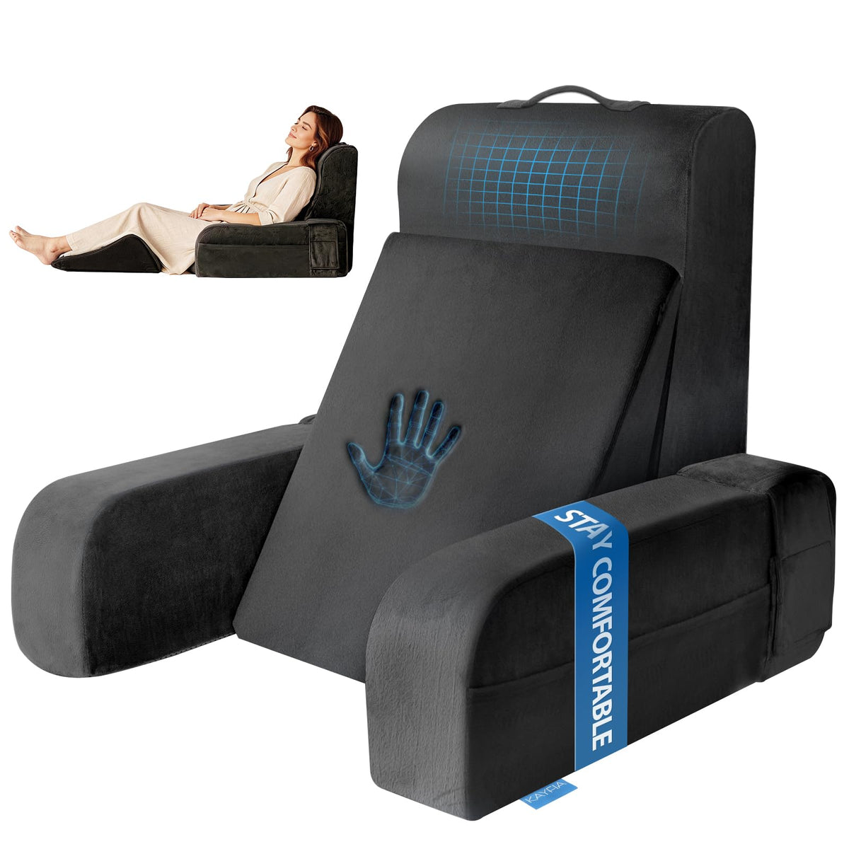 Kayfia Supportive Reading Pillow with Armrests