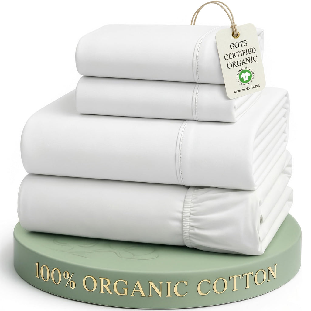 Lane Linen 100% Organic Cotton Sheet Set, Soft Cooling Bed Sheets, Hotel Quality Bed Sheet Set, Breatheble Sheet Set Deep Pocket Upto 15"