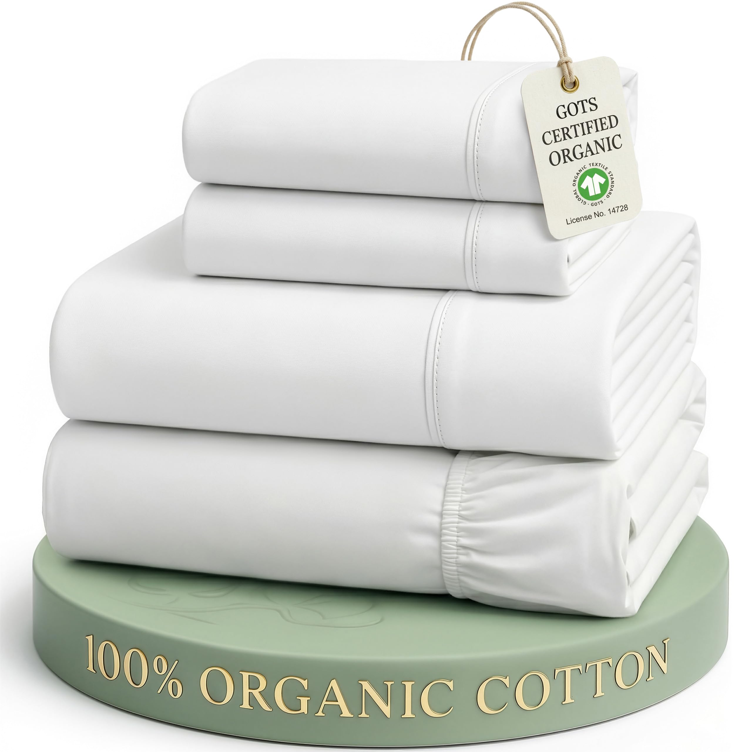 Lane Linen 100% Organic Cotton Sheet Set, Soft Cooling Bed Sheets, Hotel Quality Bed Sheet Set, Breatheble Sheet Set Deep Pocket Upto 15"