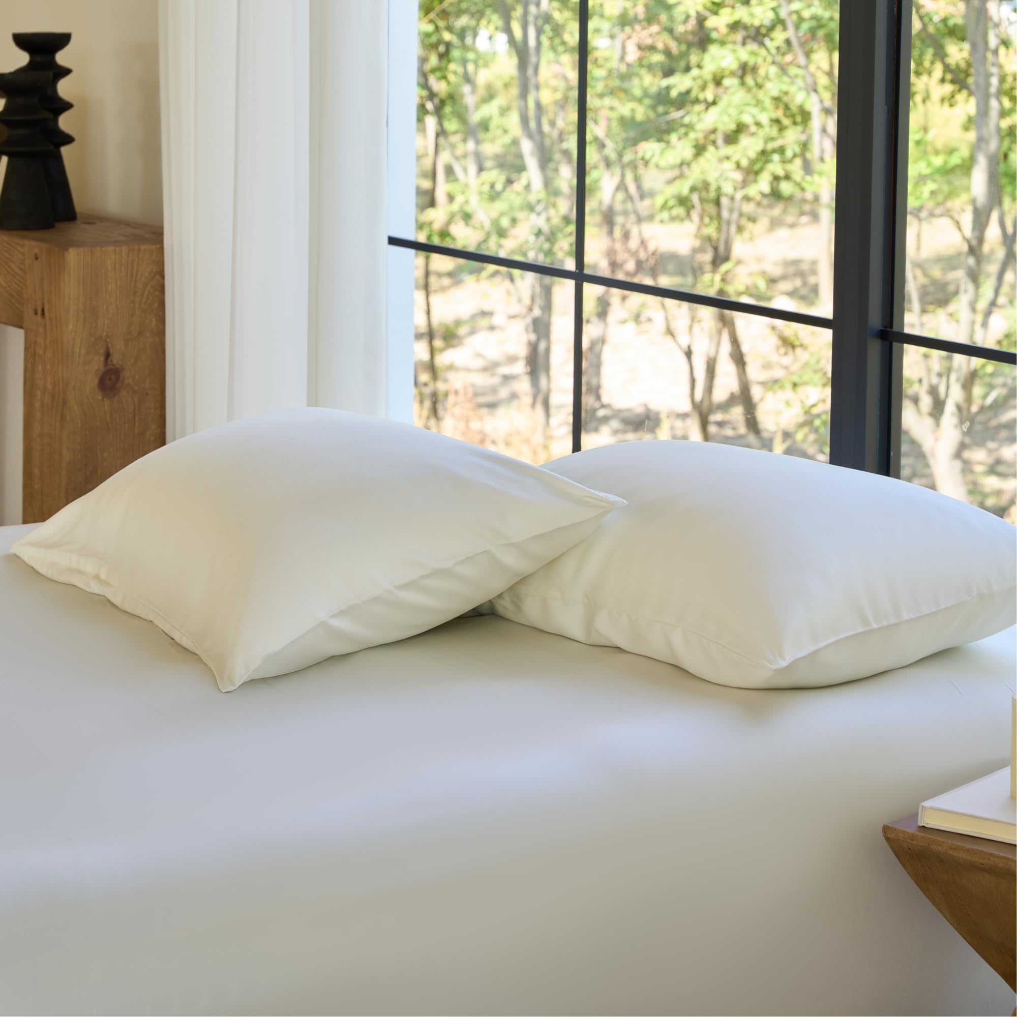 DOZ Pillowcase Set, 100% Viscose derived from Bamboo, Organically Grown, Buttery Soft, Silky, Breathable, Cooling, Oeko-TEX, High GSM, 2-Pack, Envelope Closure