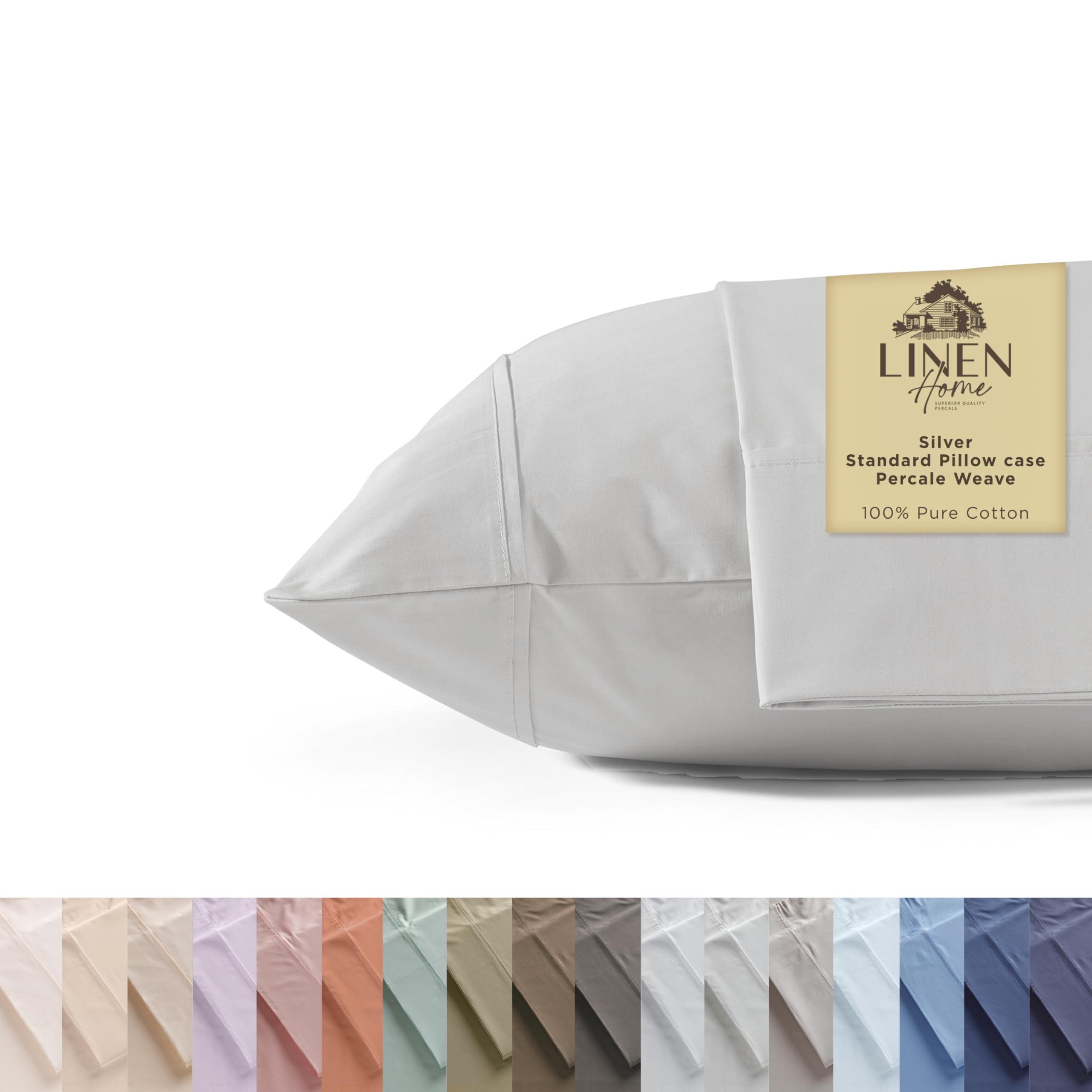 100% Cotton Percale Pillowcases,2 Pieces of Pillow Case, Crisp and Cool Strong Bed Linen