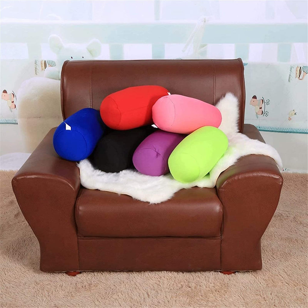 Microbead Bolster Squishy,Orthopedic Round Cylinder Neck Support Roll Pillow Memory Foam Reduce Back Pain - 7" x 12"