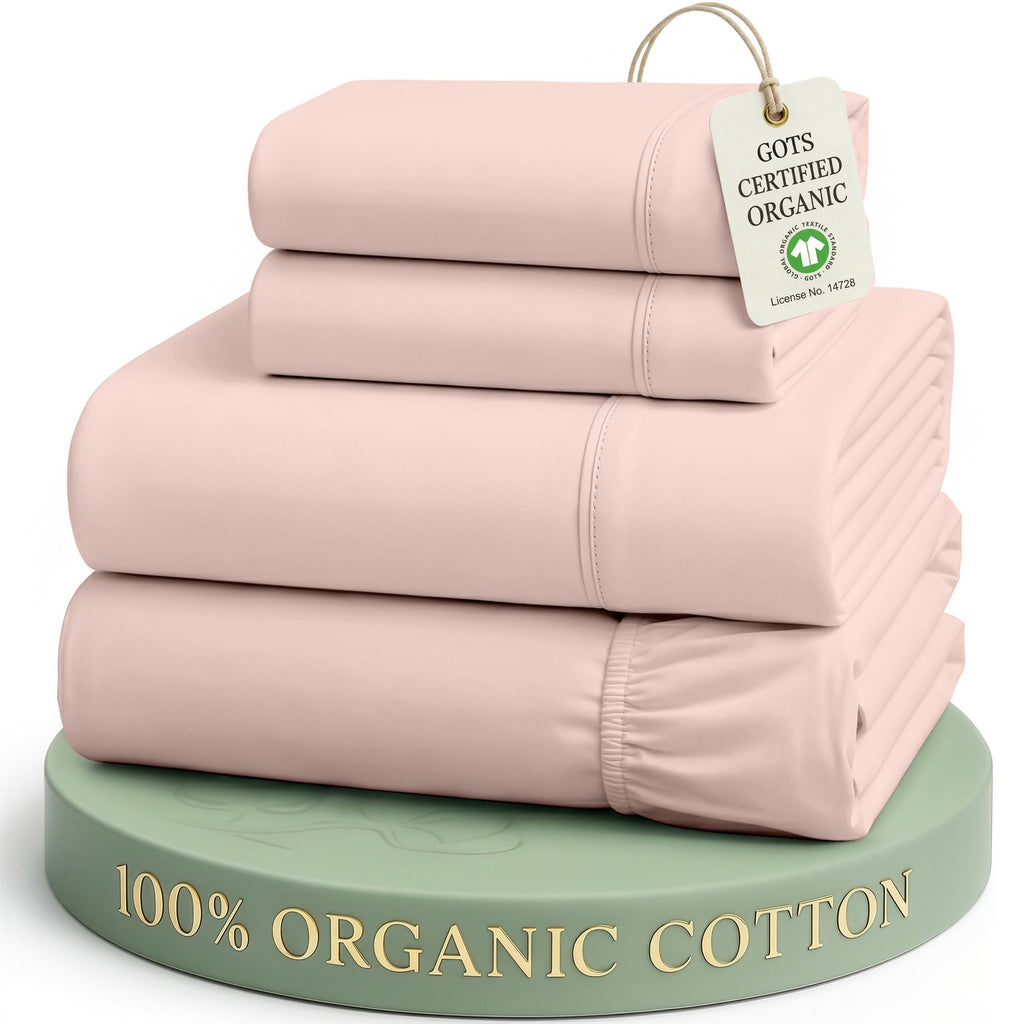Lane Linen 100% Organic Cotton Sheet Set, Soft Cooling Bed Sheets, Hotel Quality Bed Sheet Set, Breatheble Sheet Set Deep Pocket Upto 15"