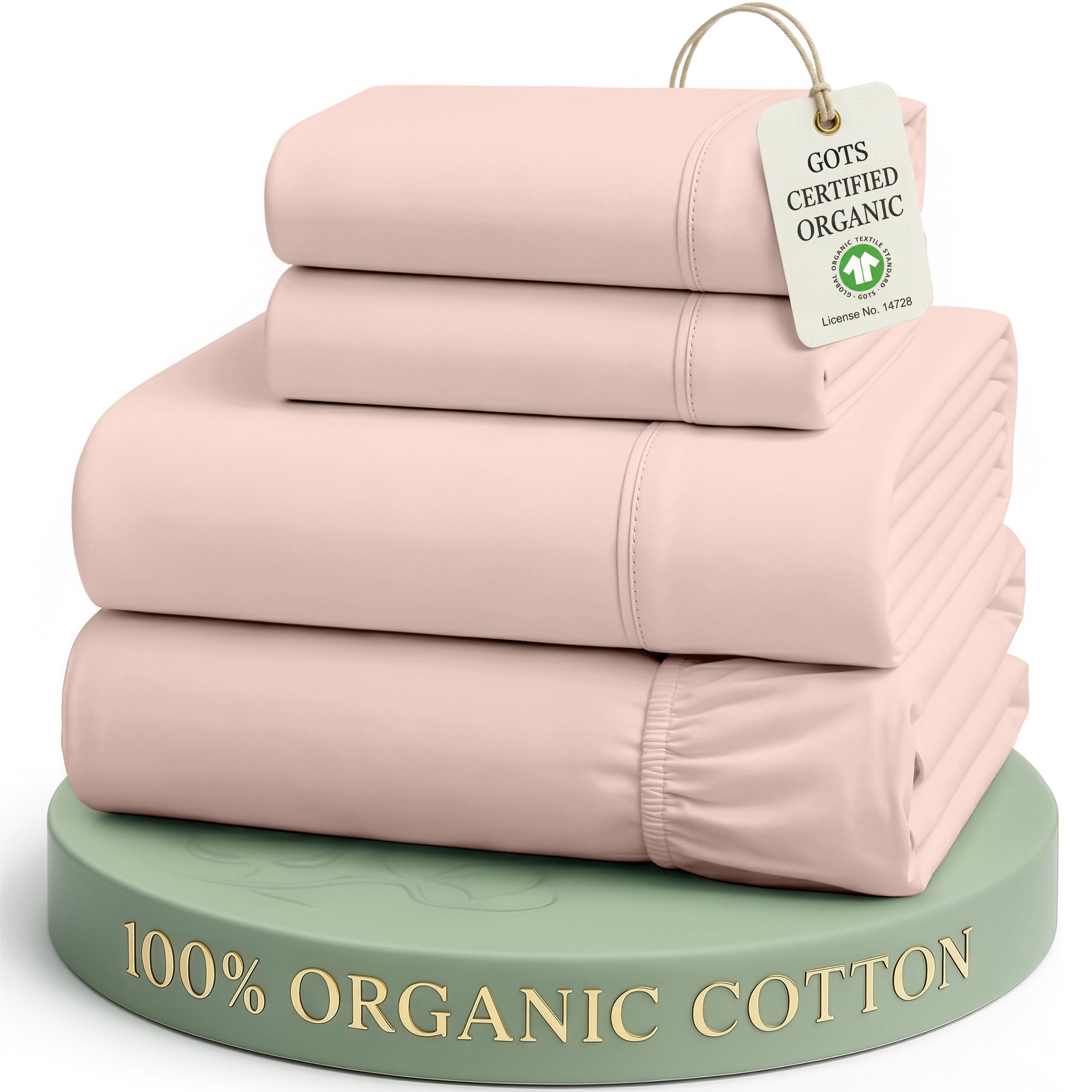 Lane Linen 100% Organic Cotton Sheet Set, Soft Cooling Bed Sheets, Hotel Quality Bed Sheet Set, Breatheble Sheet Set Deep Pocket Upto 15"