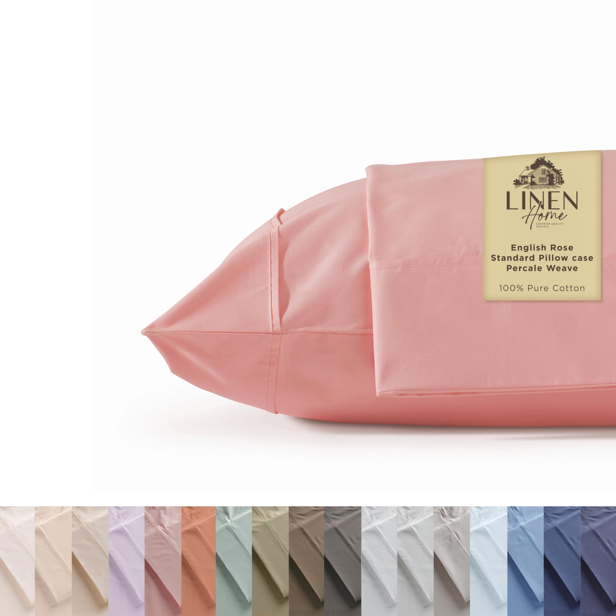 100% Cotton Percale Pillowcases,2 Pieces of Pillow Case, Crisp and Cool Strong Bed Linen