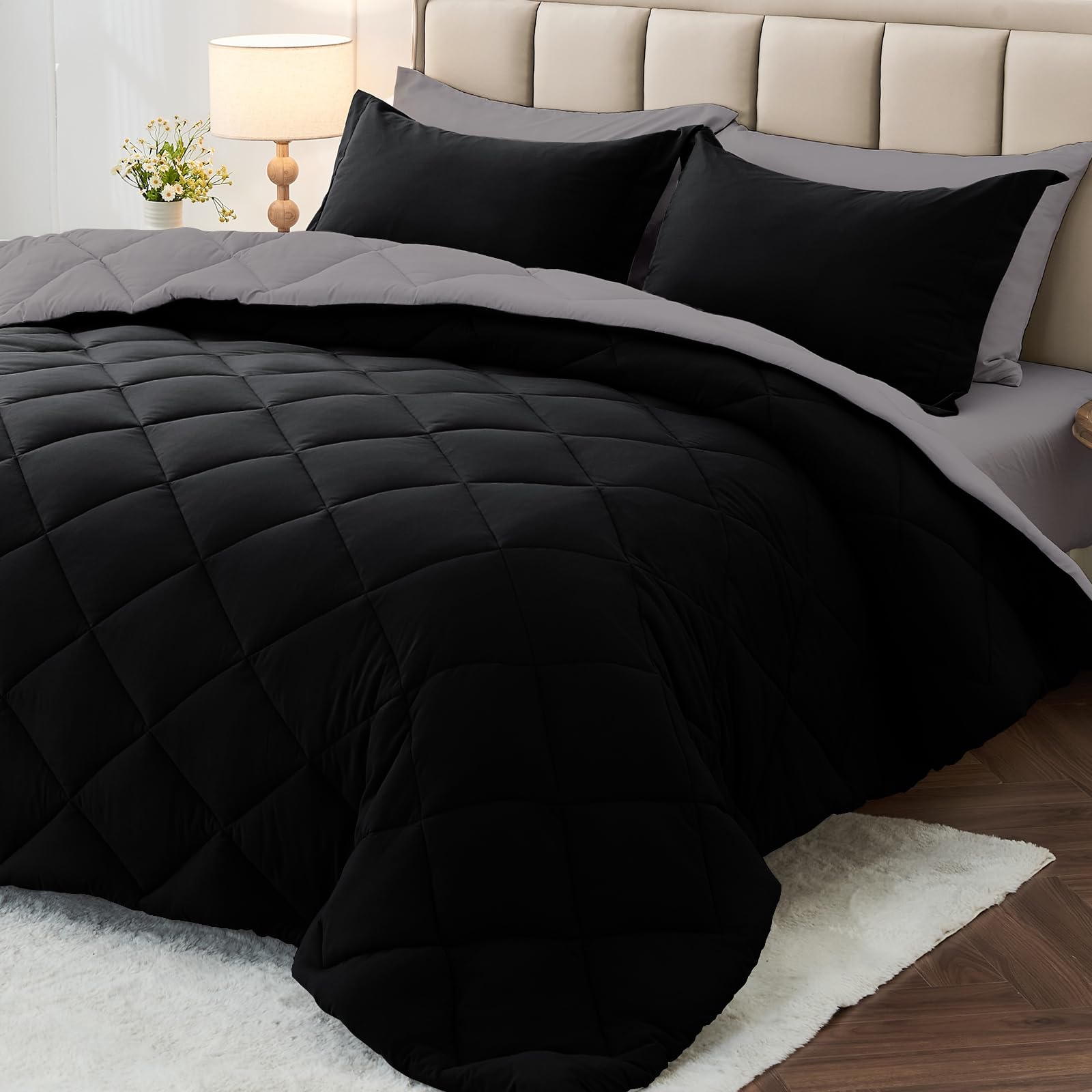 MUXHOMO Reversible 7-Piece All-Season Comforter Set