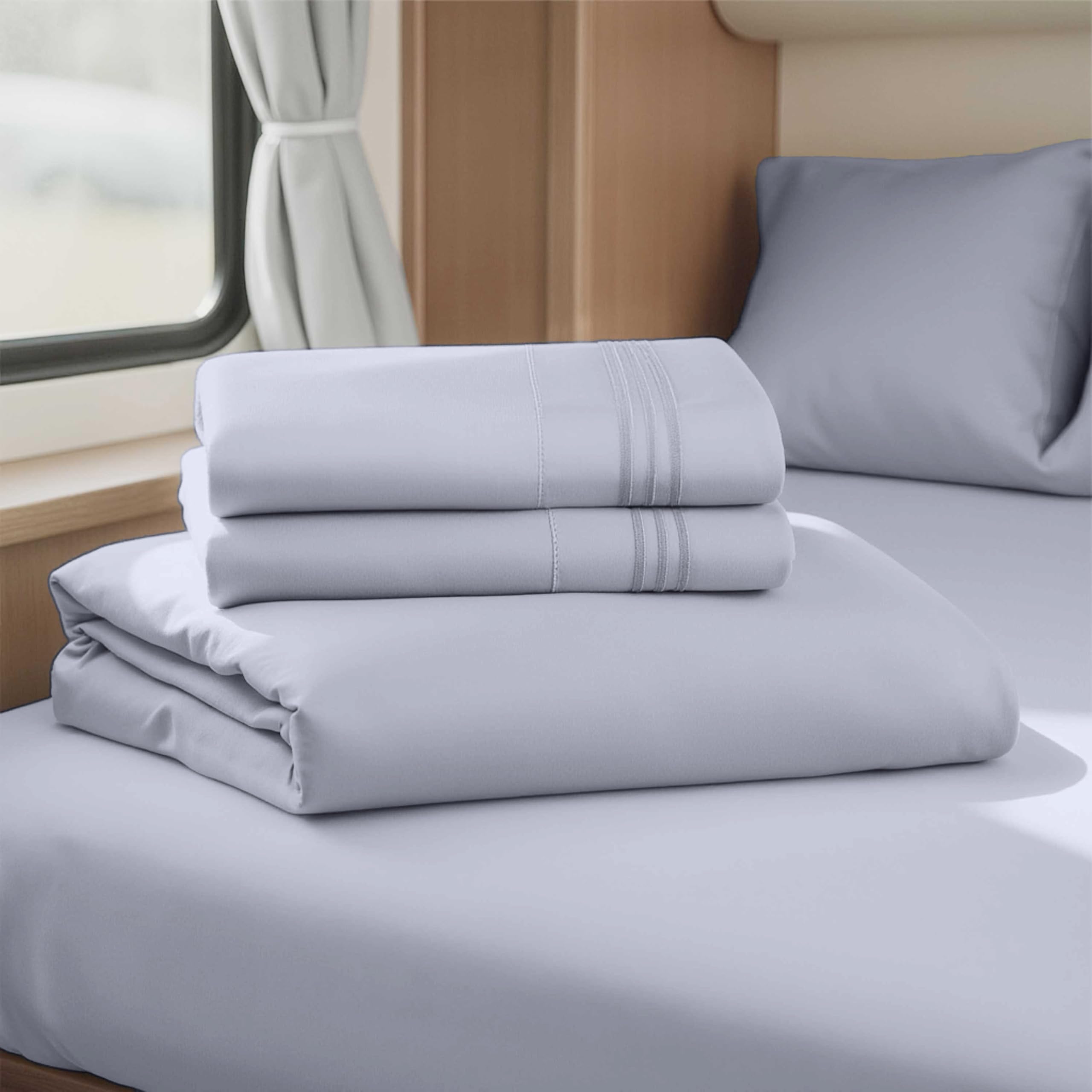 Hearth & Harbor Short Queen Sheets for RV, Queen Sheets, Silky Soft 1800 Microfiber Bed Sheet for Camper, 4 Piece RV Bedding with Pillowcases
