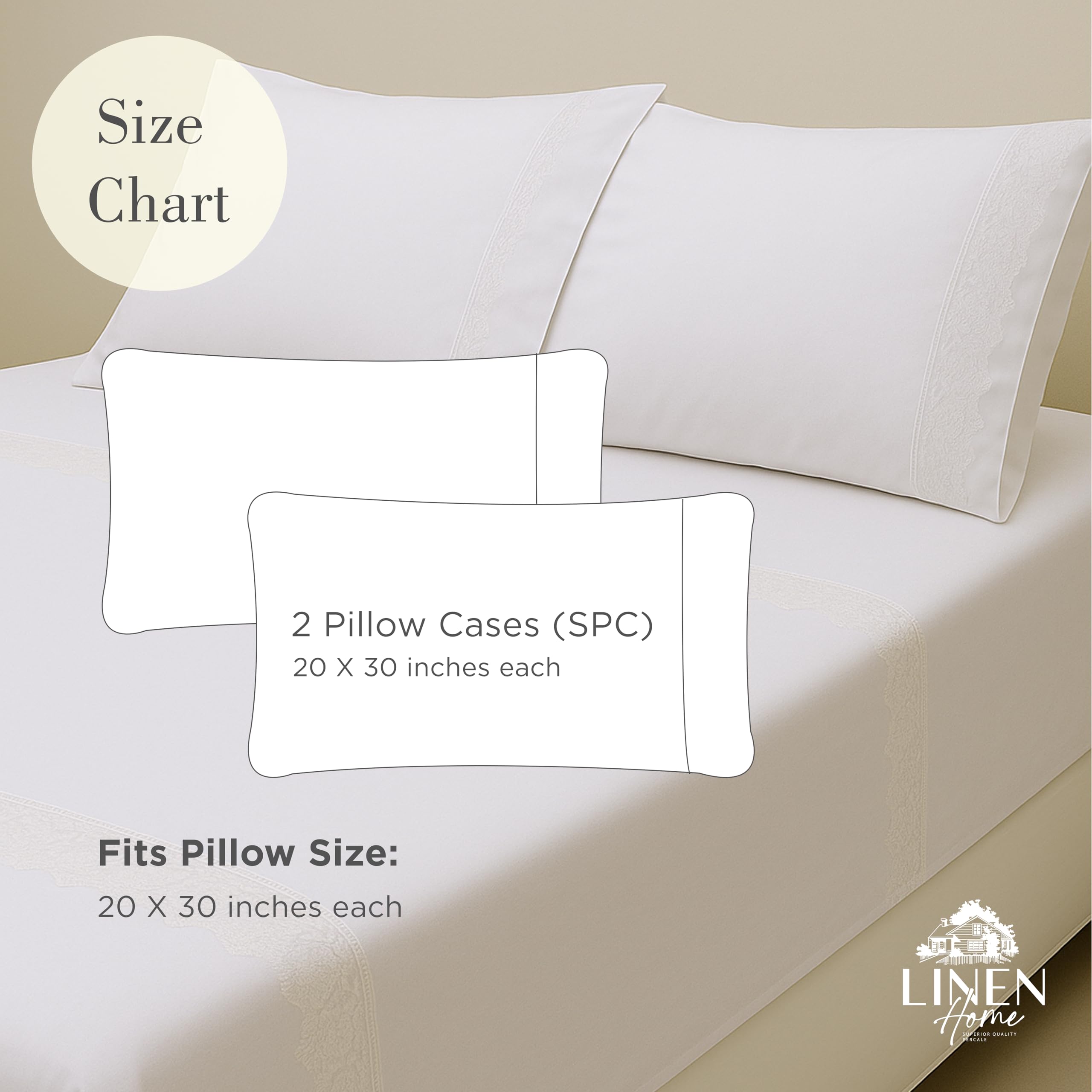 100% Cotton Percale Pillowcases,2 Pieces of Pillow Case, Crisp and Cool Strong Bed Linen