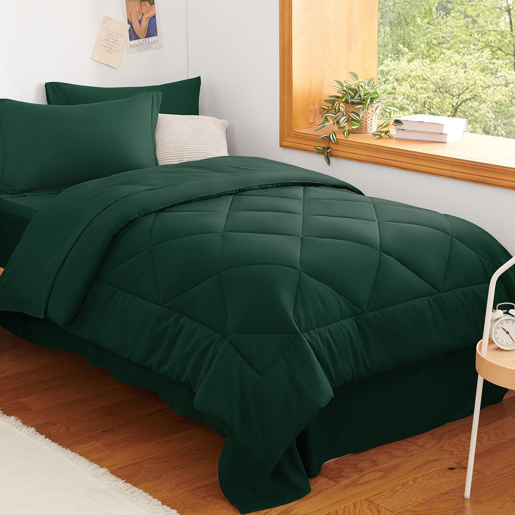 CozyLux Dark Grey Queen 7-Piece Comforter Set