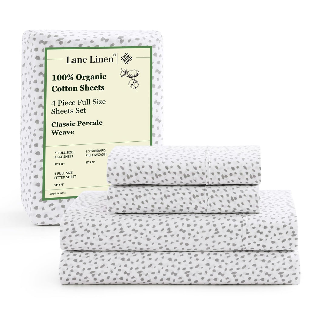 Lane Linen 100% Organic Cotton Sheet Set, Soft Cooling Bed Sheets, Hotel Quality Bed Sheet Set, Breatheble Sheet Set Deep Pocket Upto 15"