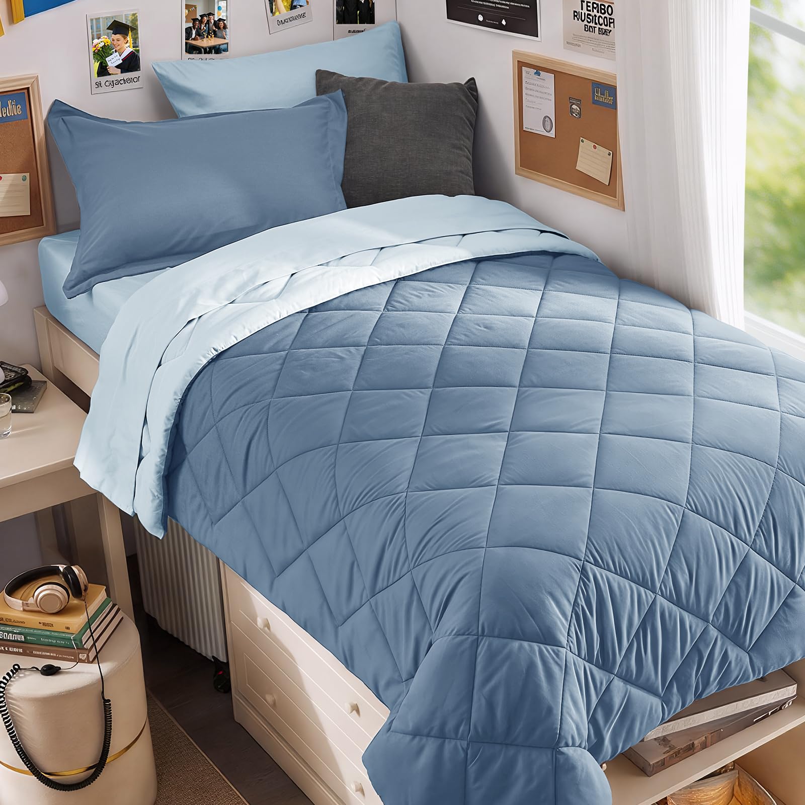 MUXHOMO Reversible 7-Piece All-Season Comforter Set