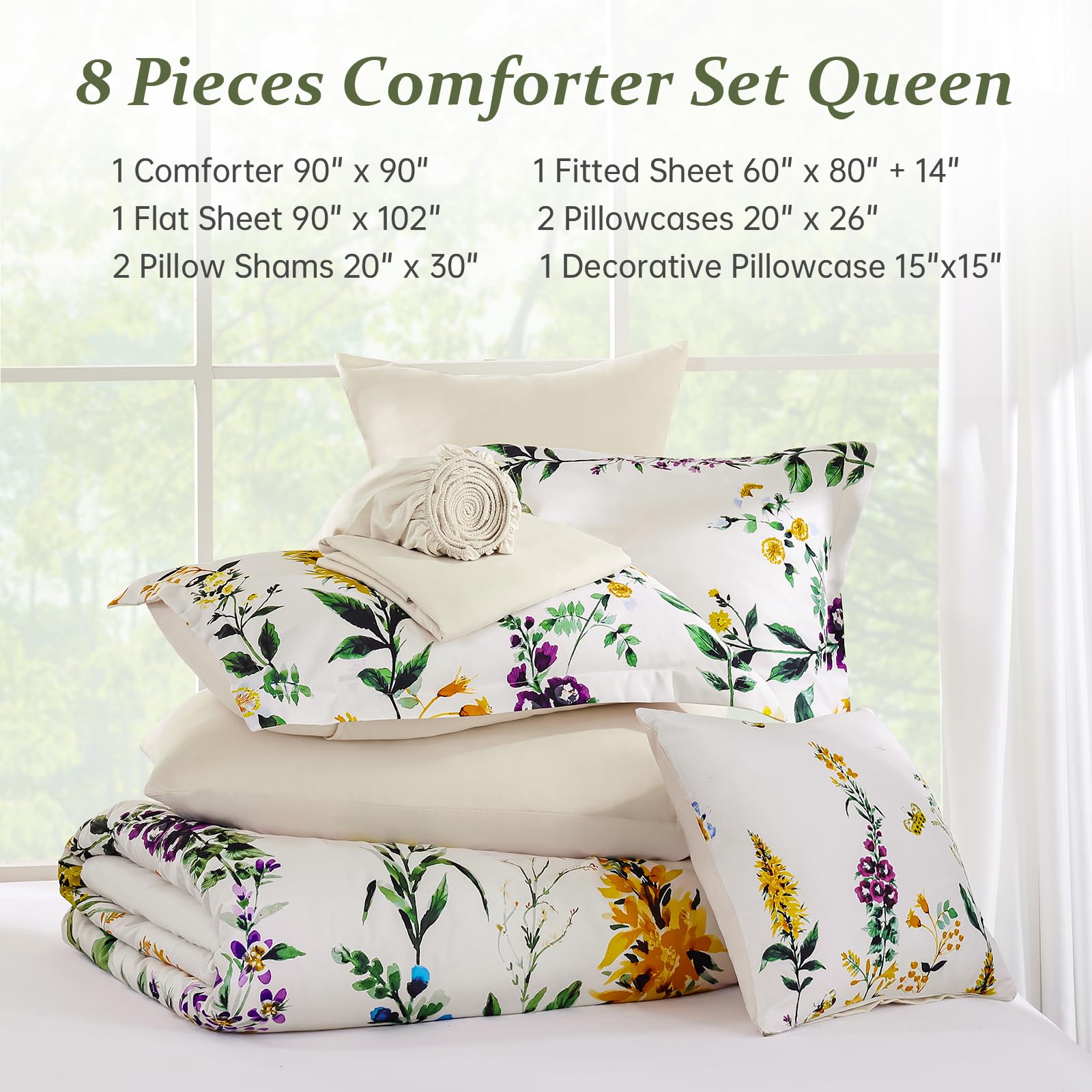 WONGS BEDDING Floral 8-Piece Comforter Set