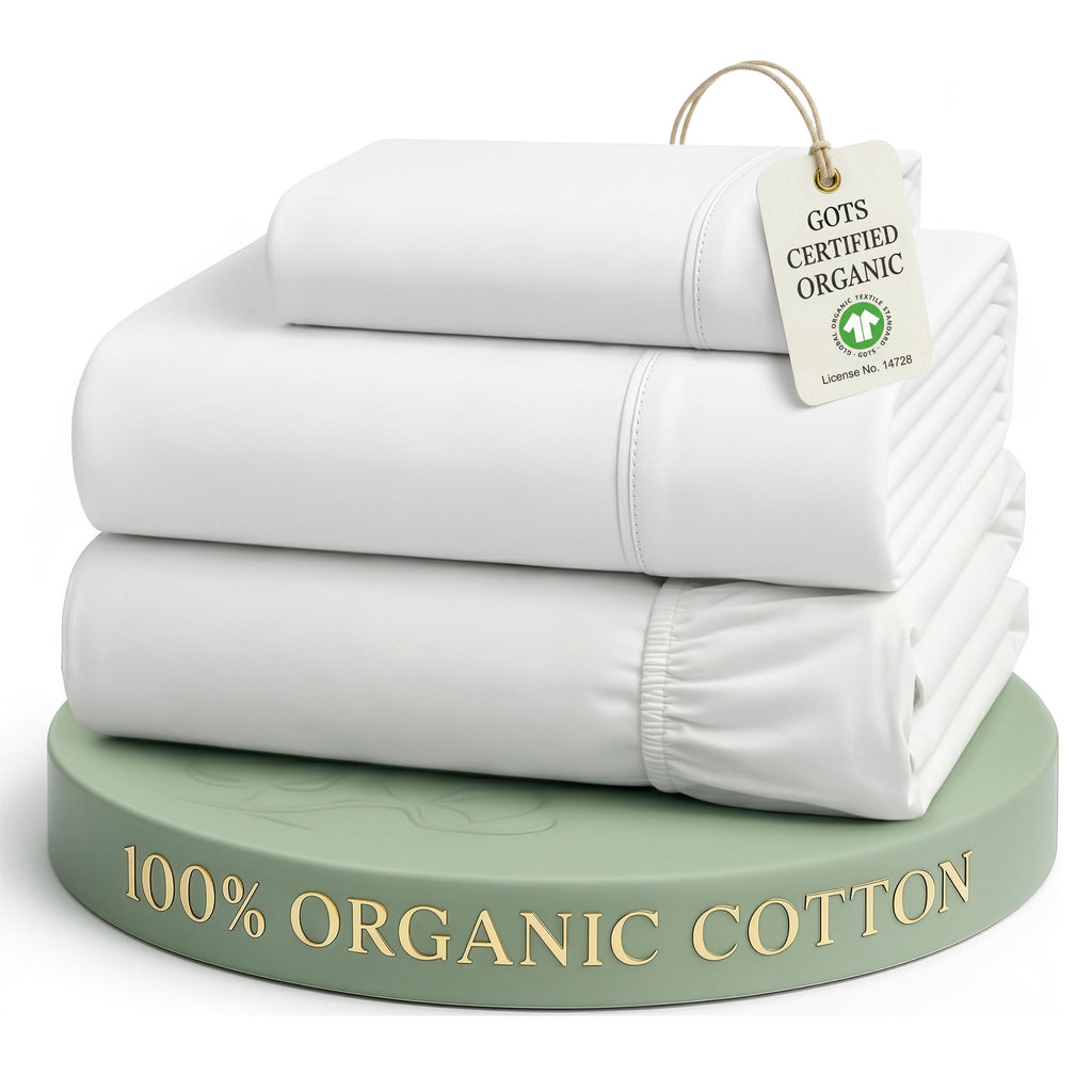 Lane Linen 100% Organic Cotton Sheet Set, Soft Cooling Bed Sheets, Hotel Quality Bed Sheet Set, Breatheble Sheet Set Deep Pocket Upto 15"