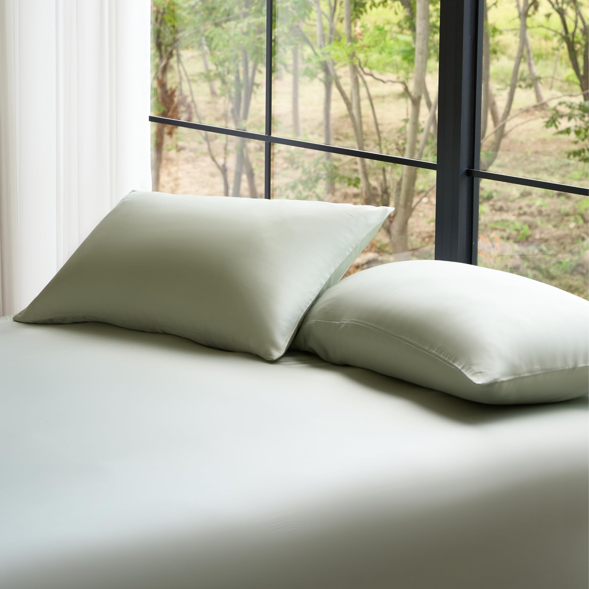 DOZ Pillowcase Set, 100% Viscose derived from Bamboo, Organically Grown, Buttery Soft, Silky, Breathable, Cooling, Oeko-TEX, High GSM, 2-Pack, Envelope Closure