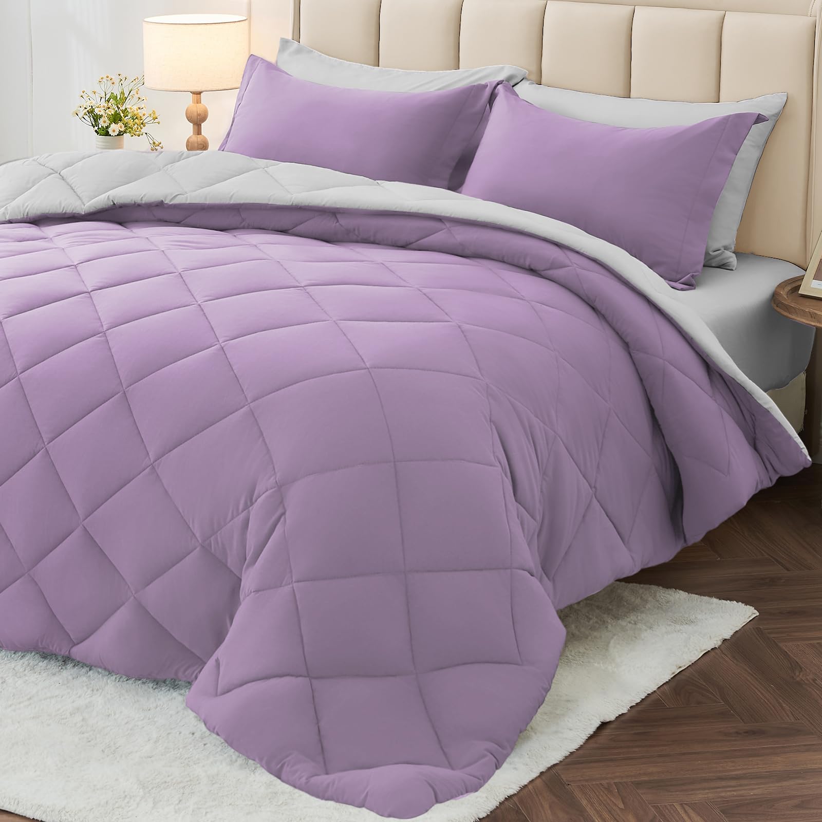 MUXHOMO Reversible 7-Piece All-Season Comforter Set
