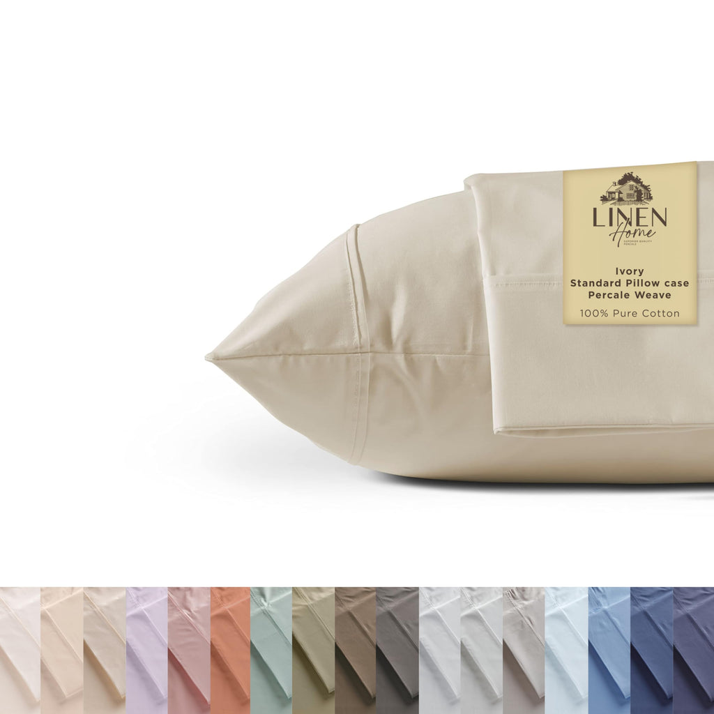 100% Cotton Percale Pillowcases,2 Pieces of Pillow Case, Crisp and Cool Strong Bed Linen