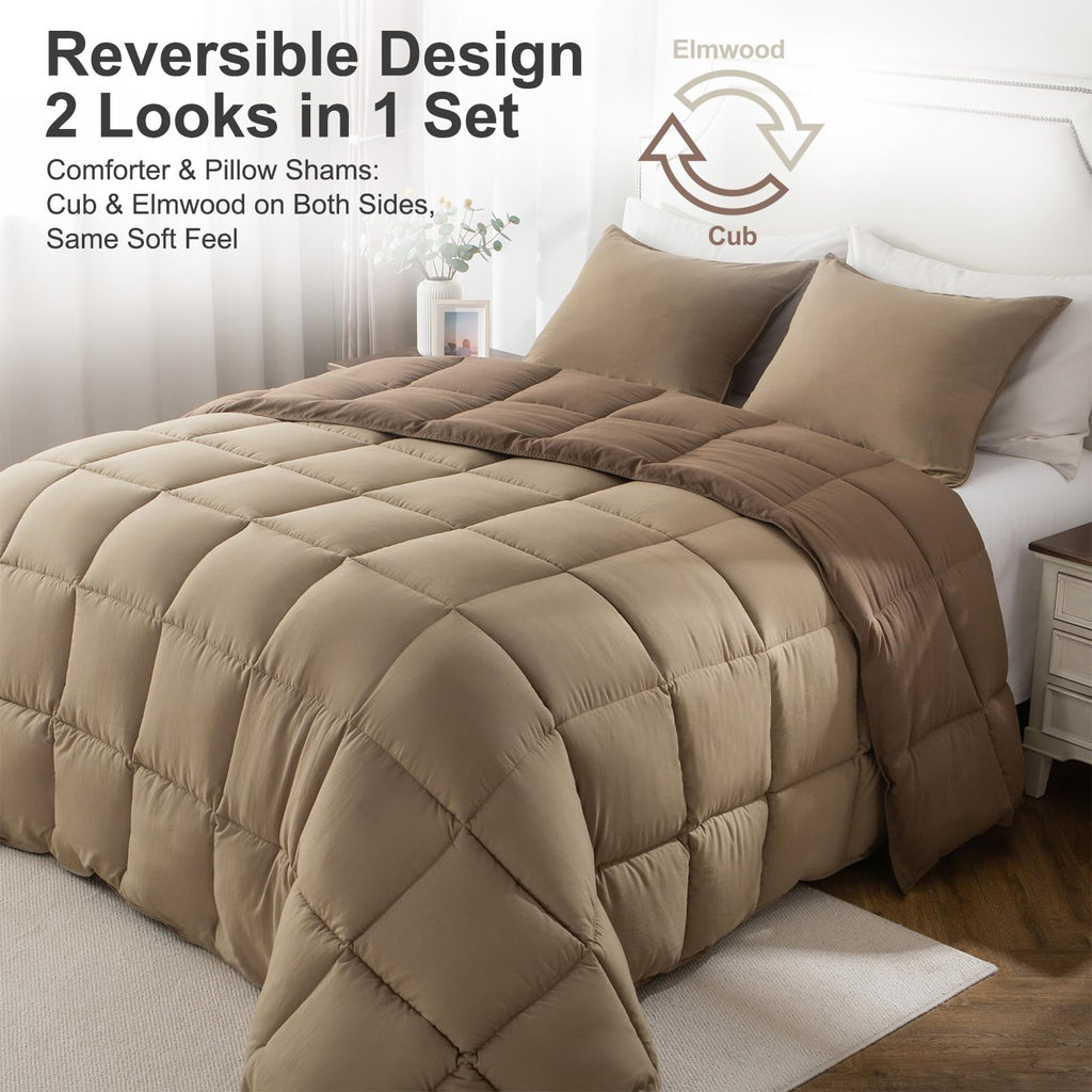 KASENTEX Down Alternative Quilted Comforter Set with Sham(s) - Reversible Ultra Soft Duvet Insert Machine Washable