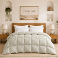 UNIKOME Goose Feather Down Fiber Comforter, All Season Hotel Luxury Bedding Comforter, Ultra Soft Fluffy Duvet Insert with Downproof Cover, 8 Corner Loops