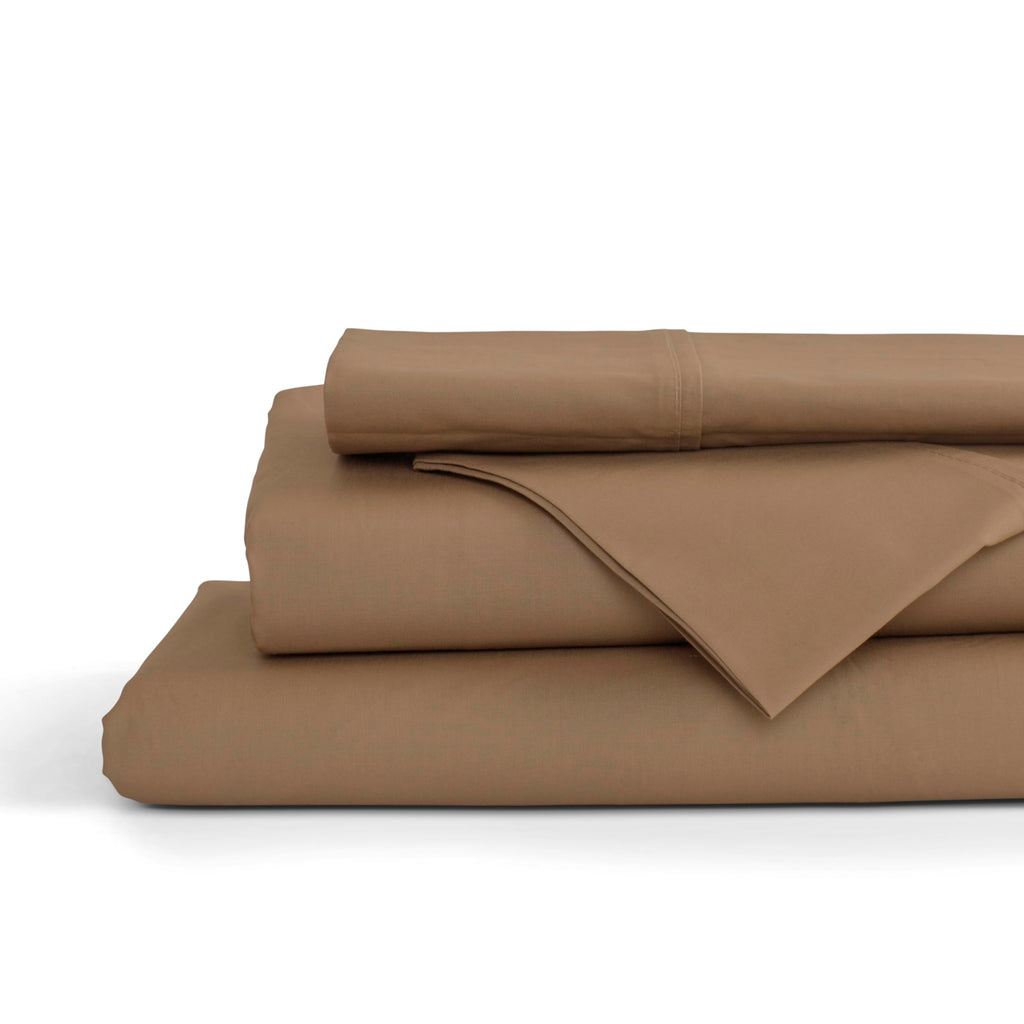 Linen Home 100% Cotton Percale Sheet Set - Deep Pocket Fitted Sheet Fits Mattress Upto 15", Pillowcases, Breathable Flat Sheet