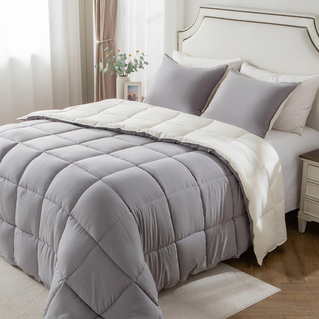 KASENTEX Down Alternative Quilted Comforter Set with Sham(s) - Reversible Ultra Soft Duvet Insert Machine Washable