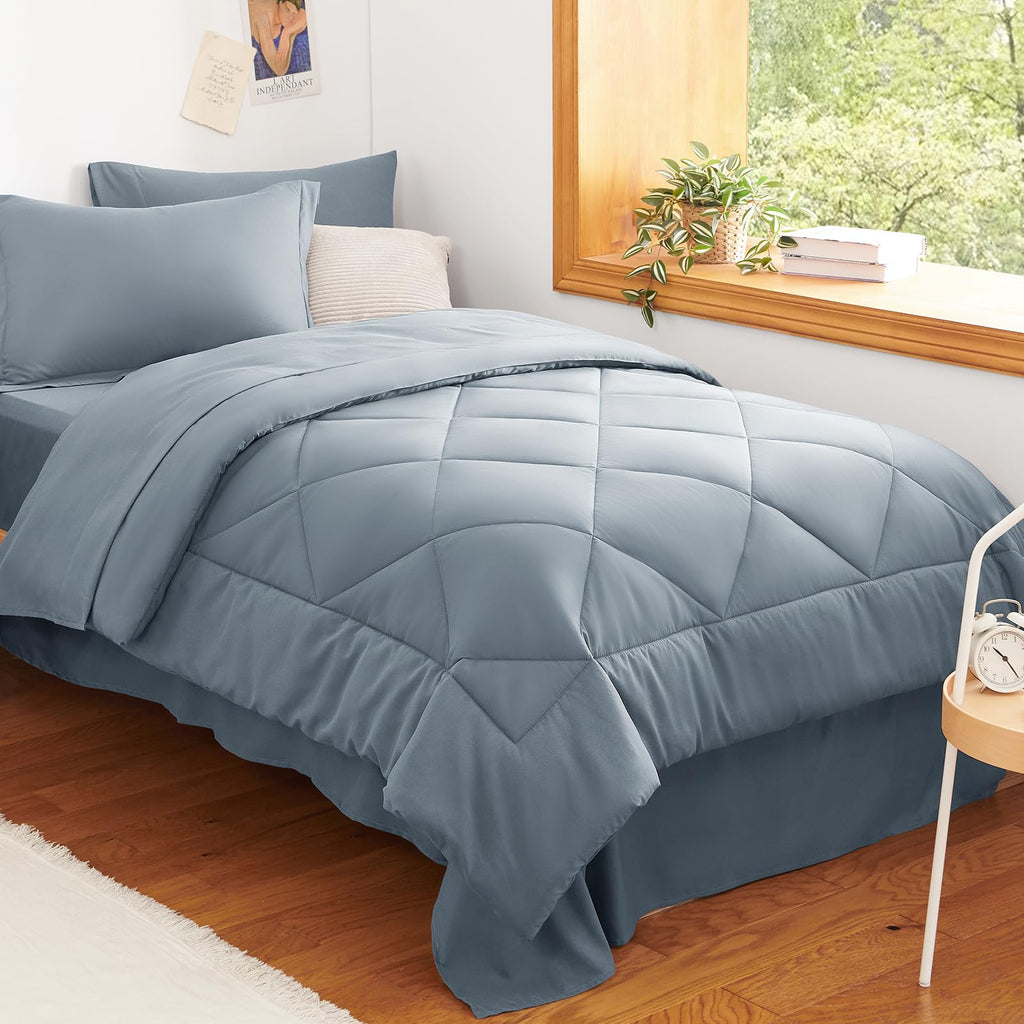 CozyLux Dark Grey Queen 7-Piece Comforter Set