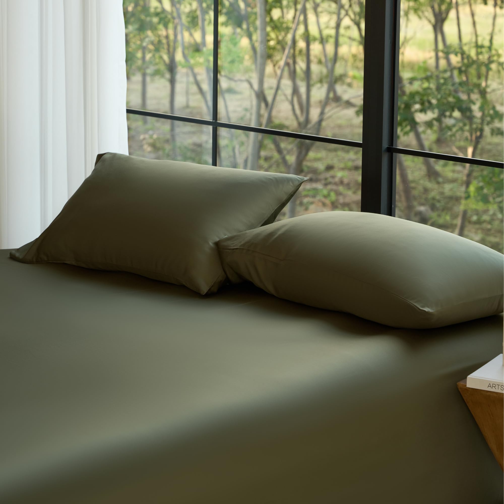 DOZ Pillowcase Set, 100% Viscose derived from Bamboo, Organically Grown, Buttery Soft, Silky, Breathable, Cooling, Oeko-TEX, High GSM, 2-Pack, Envelope Closure