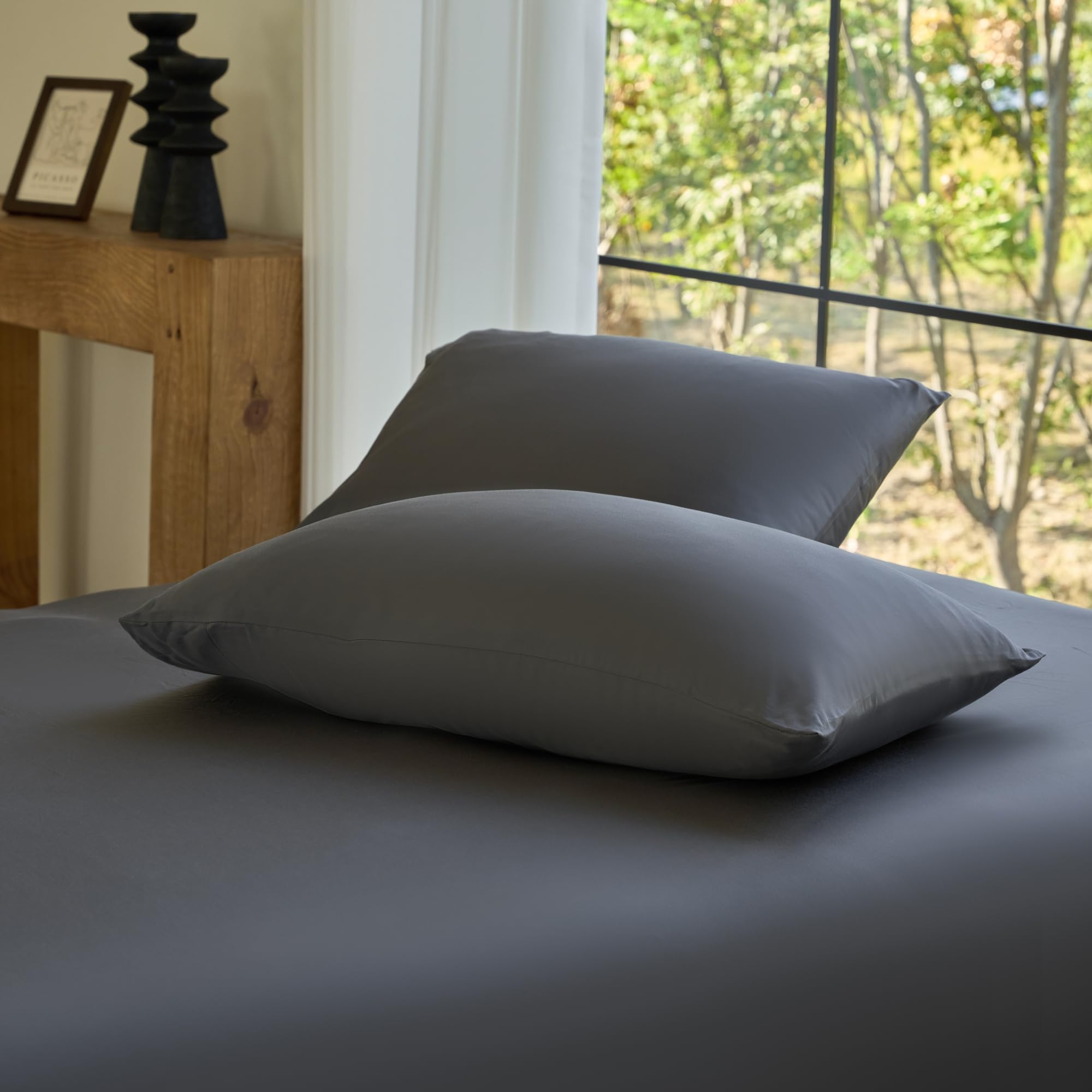 DOZ Pillowcase Set, 100% Viscose derived from Bamboo, Organically Grown, Buttery Soft, Silky, Breathable, Cooling, Oeko-TEX, High GSM, 2-Pack, Envelope Closure