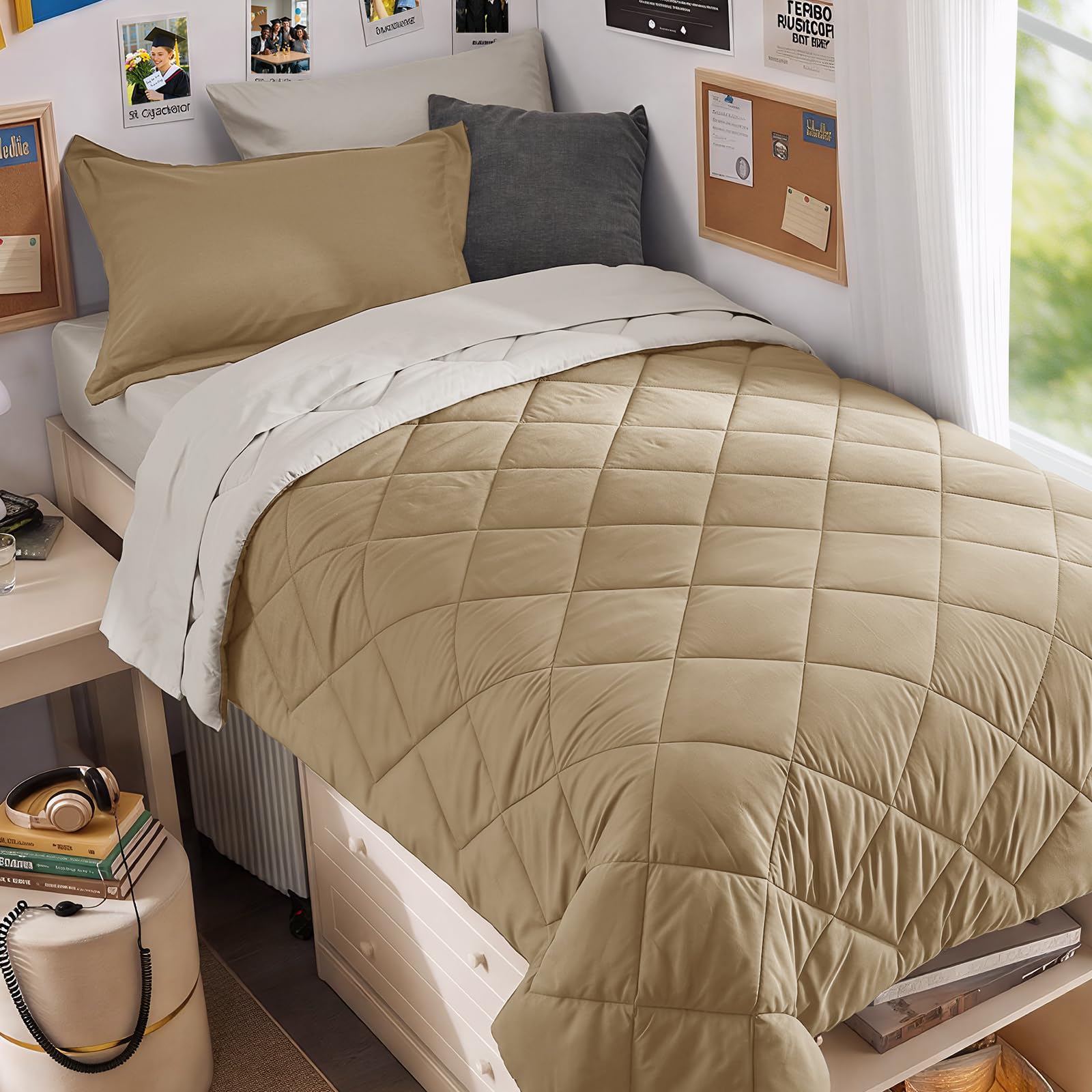 MUXHOMO Reversible 7-Piece All-Season Comforter Set