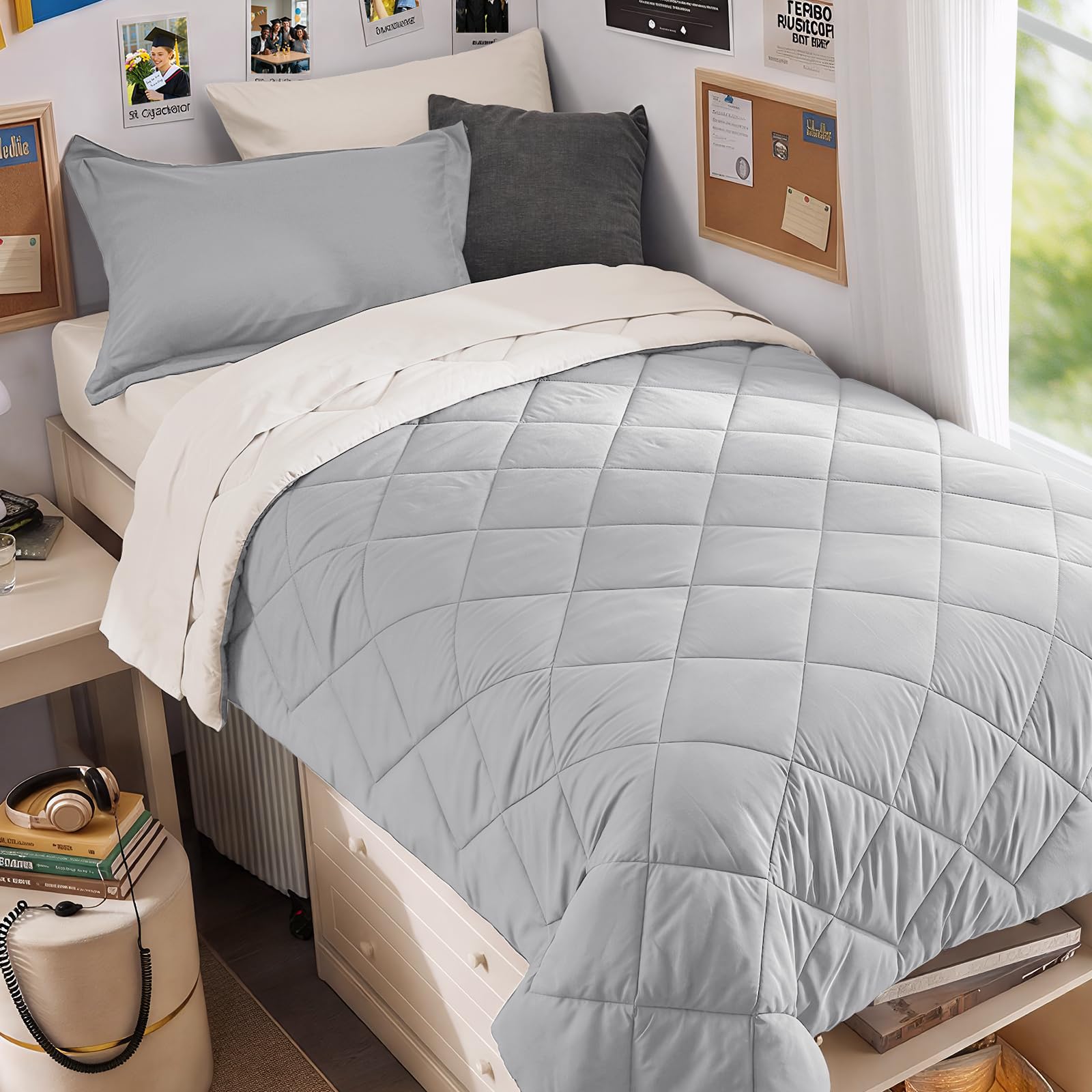 MUXHOMO Reversible 7-Piece All-Season Comforter Set