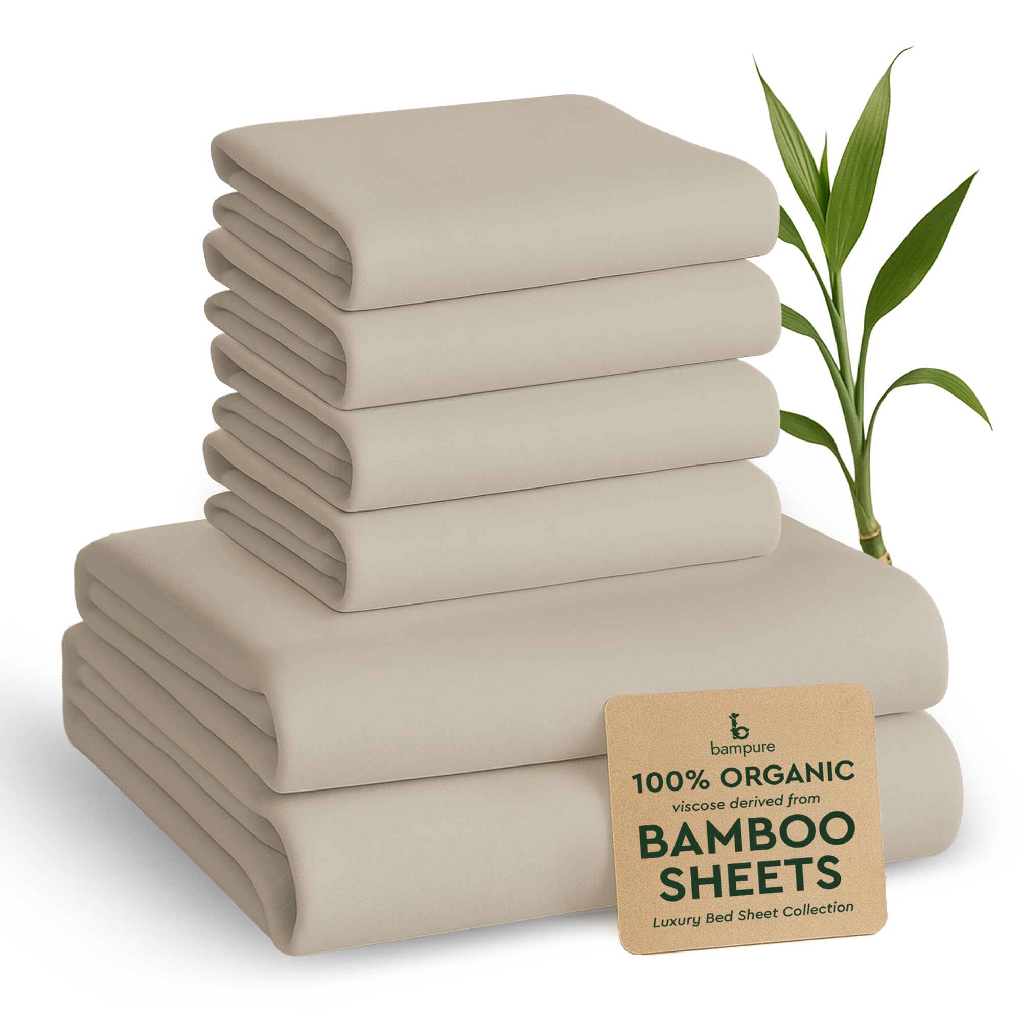 BAMPURE Luxury Series Sheet Set - 100% Viscose derived from Bamboo Sheets - Super Soft Viscose Bamboo Cooling Sheets for Hot Sleepers