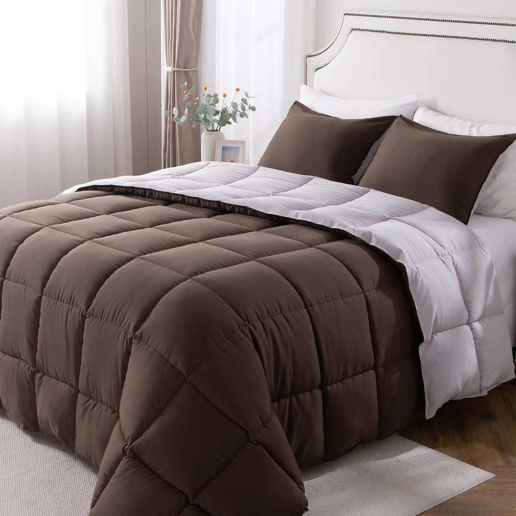 KASENTEX Down Alternative Quilted Comforter Set with Sham(s) - Reversible Ultra Soft Duvet Insert Machine Washable