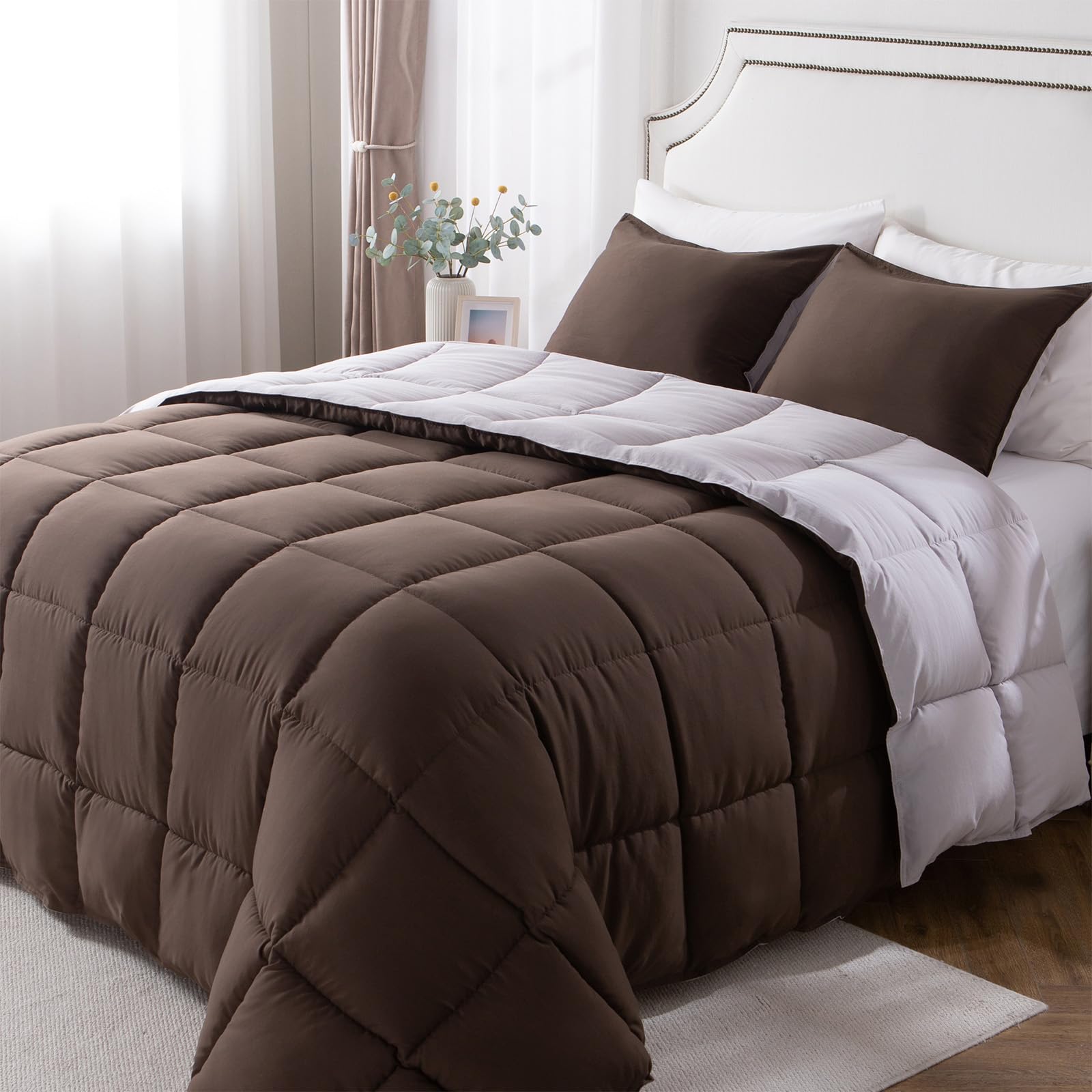 KASENTEX Down Alternative Quilted Comforter Set with Sham(s) - Reversible Ultra Soft Duvet Insert Machine Washable