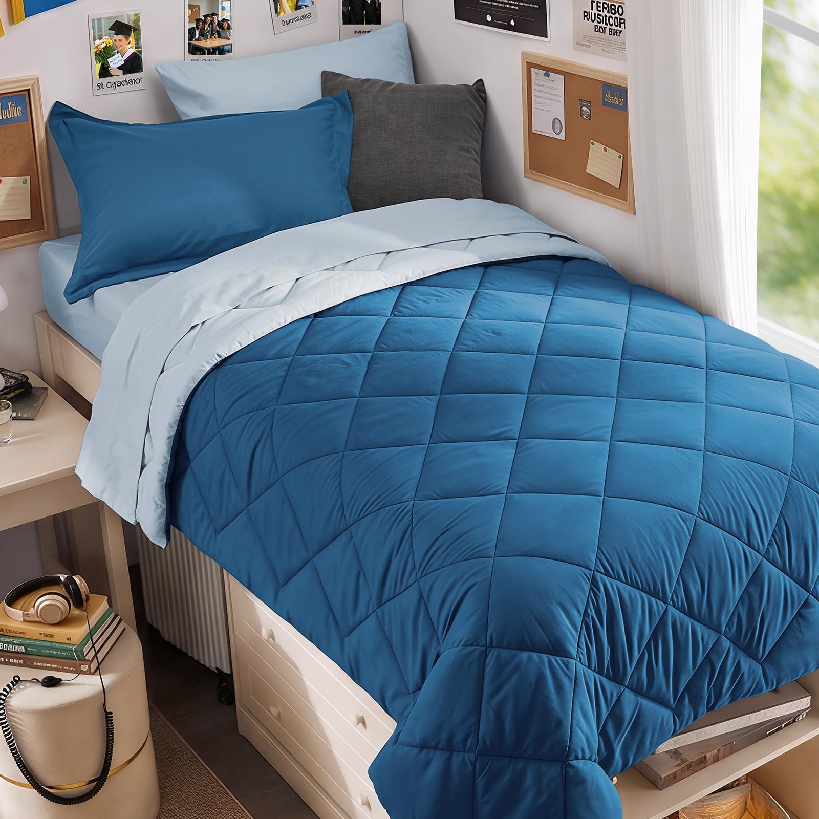 MUXHOMO Reversible 7-Piece All-Season Comforter Set
